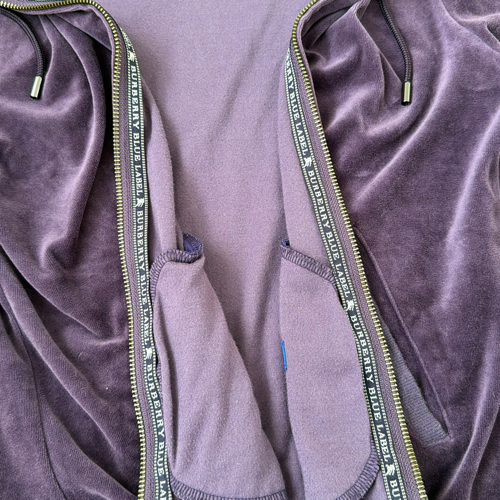 (38) Burberry Blue Label Velvet Zip-up Hoodie Jacket Purple