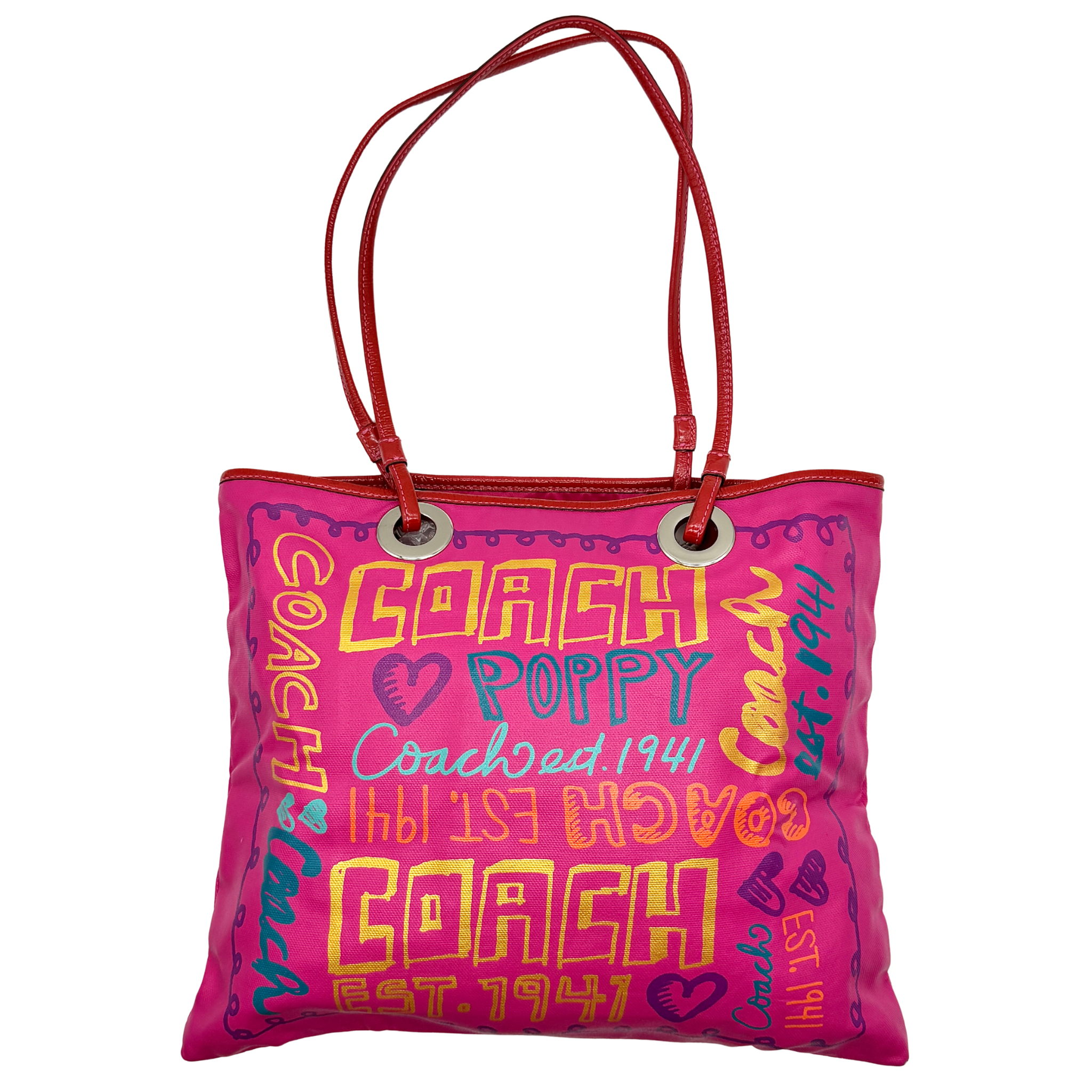 Coach Poppy Graffiti Glam Tote Bag Pink