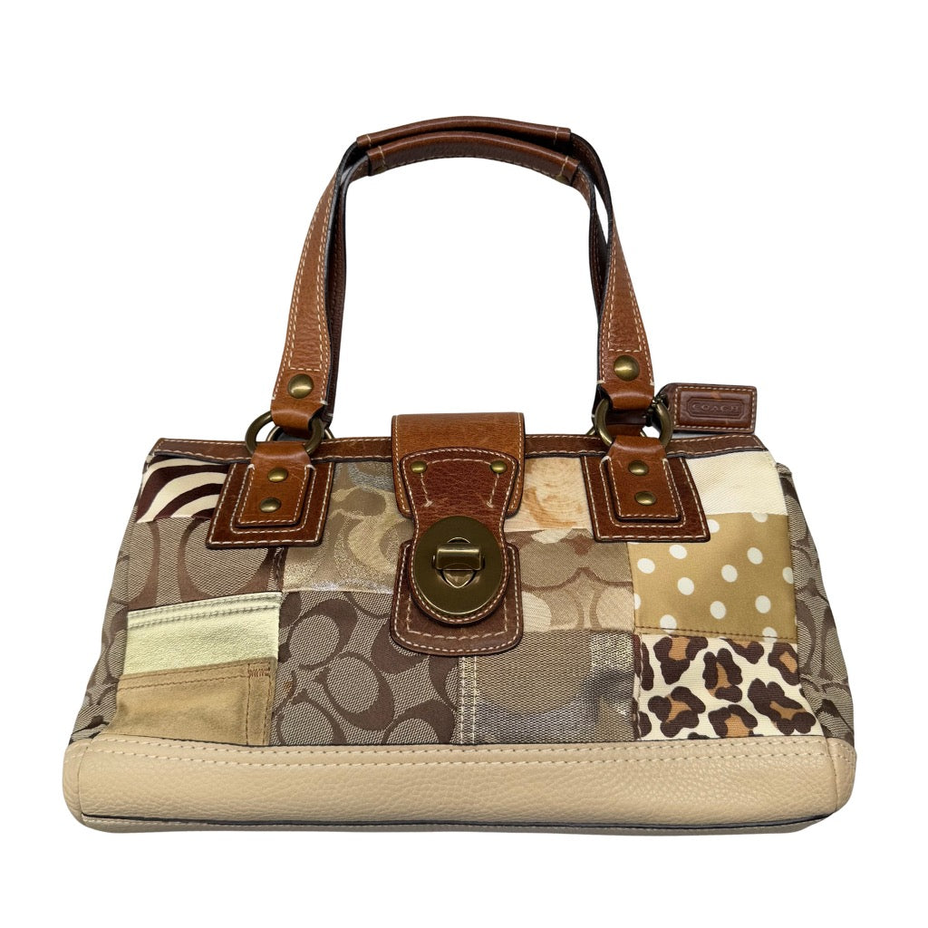 Coach Y2K Signature Soho Patchwork Turnlock Shoulder Bag Brown/Gold