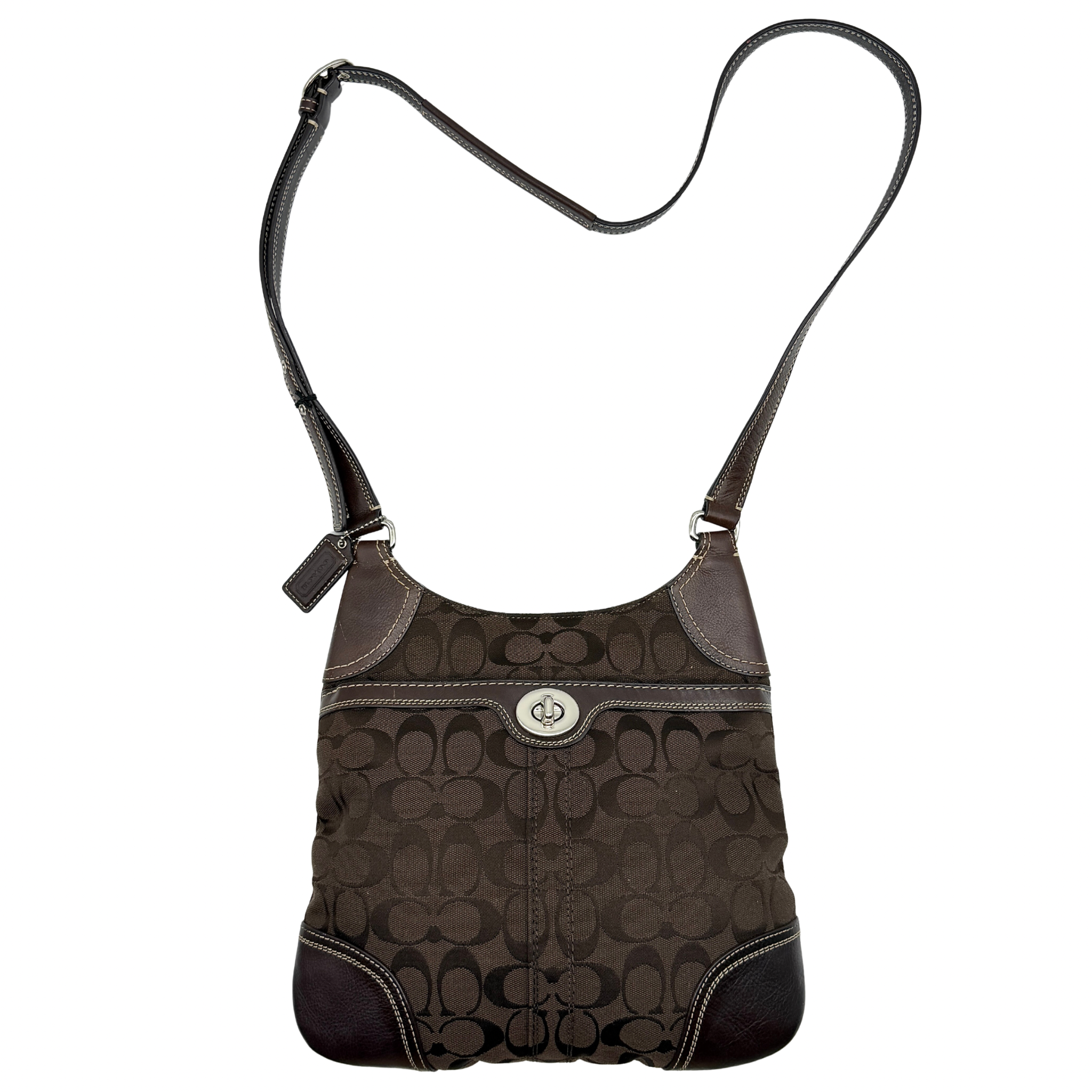 Coach Signature Turnlock Crossbody Bag Brown