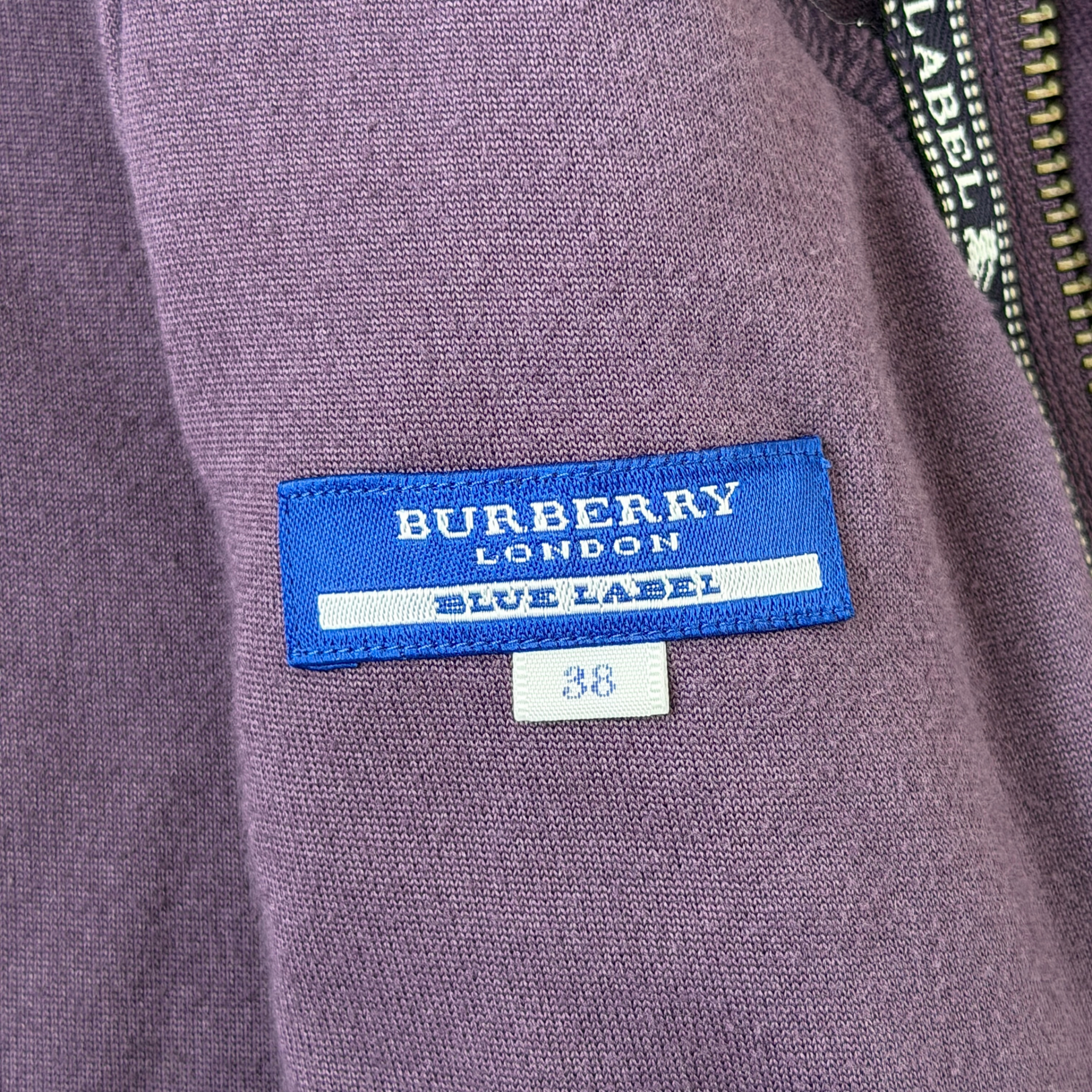 (38) Burberry Blue Label Velvet Zip-up Hoodie Jacket Purple