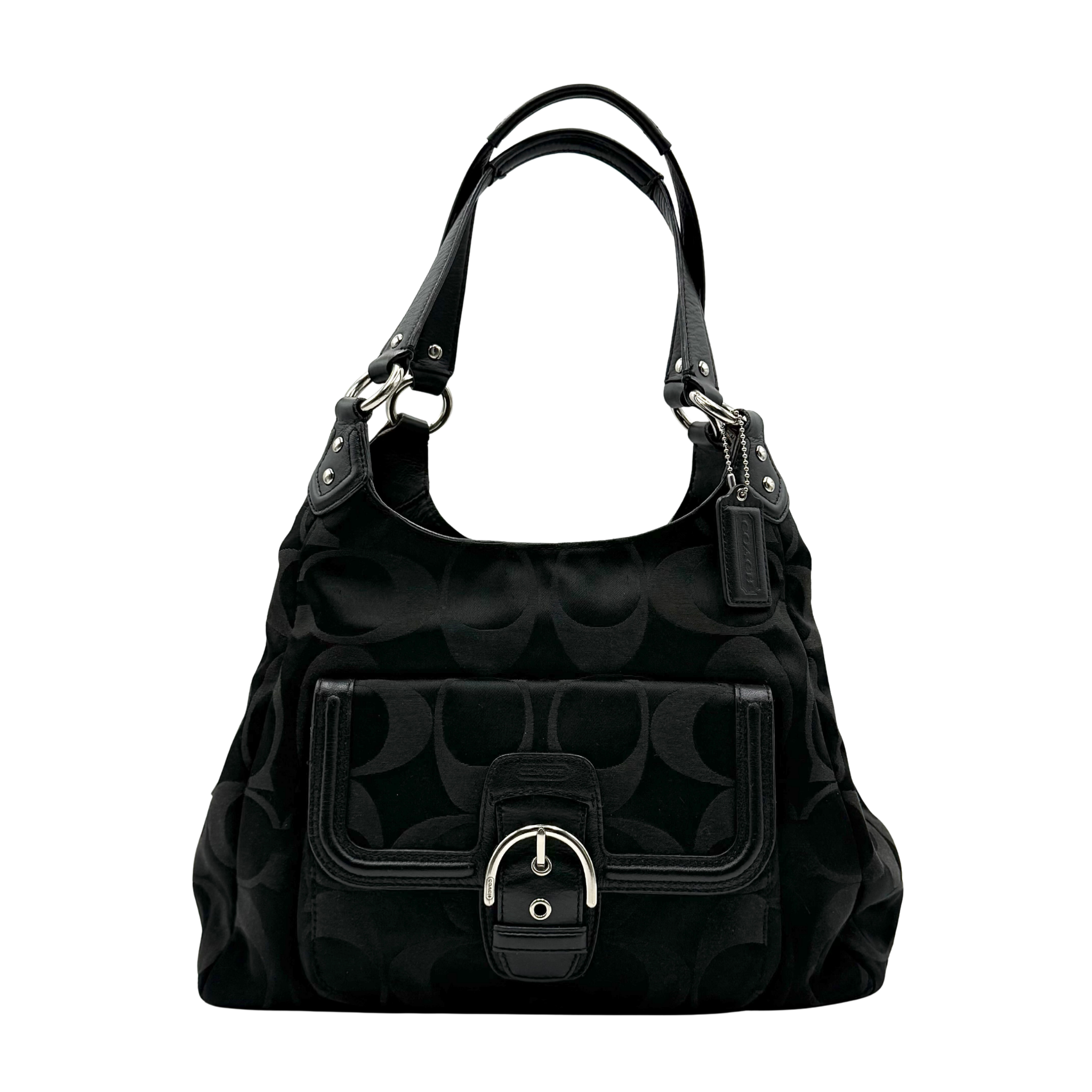 Coach Signature Campbell Hobo Shoulder Bag Black