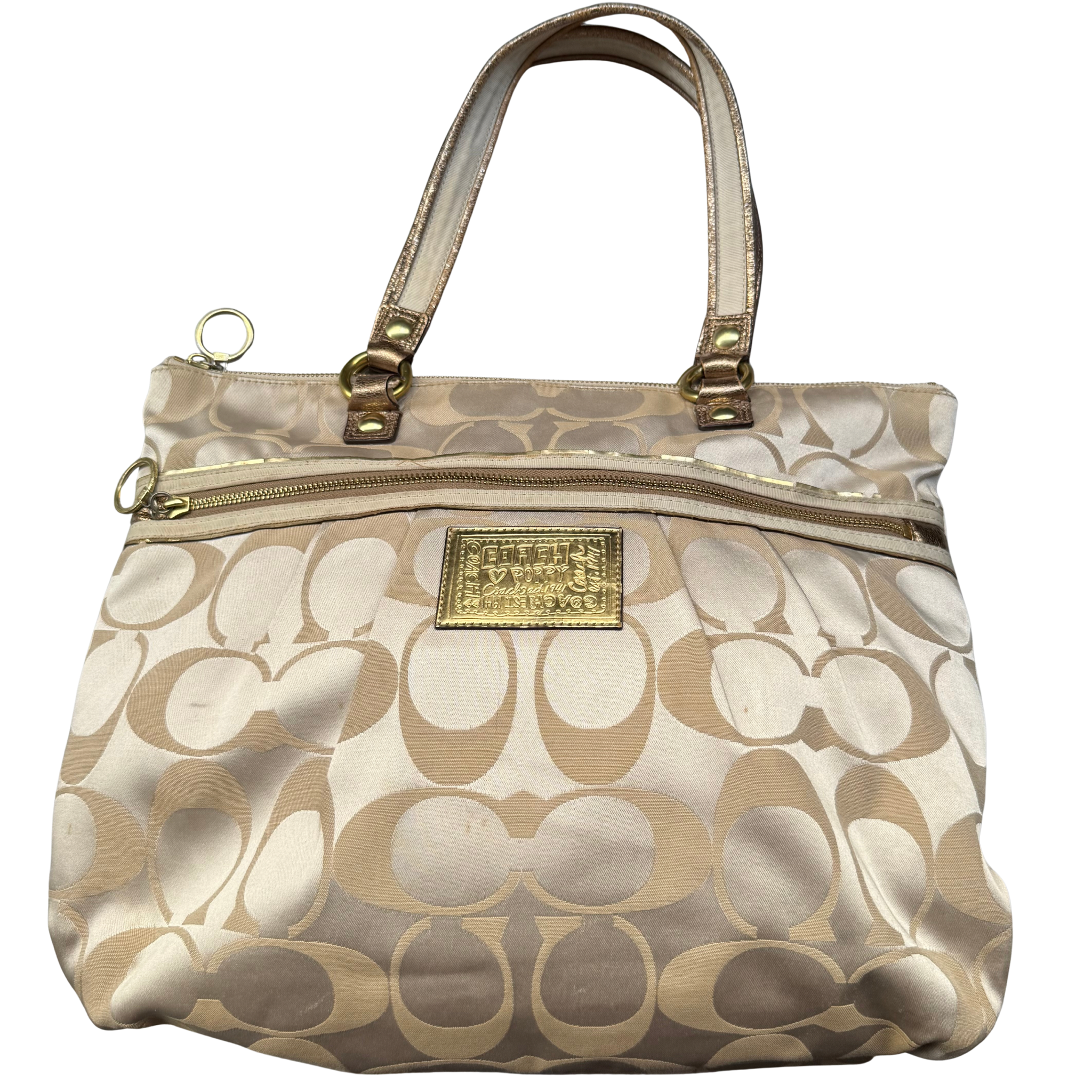 Coach Signature Daisy Poppy Tote Bag Gold/Beige