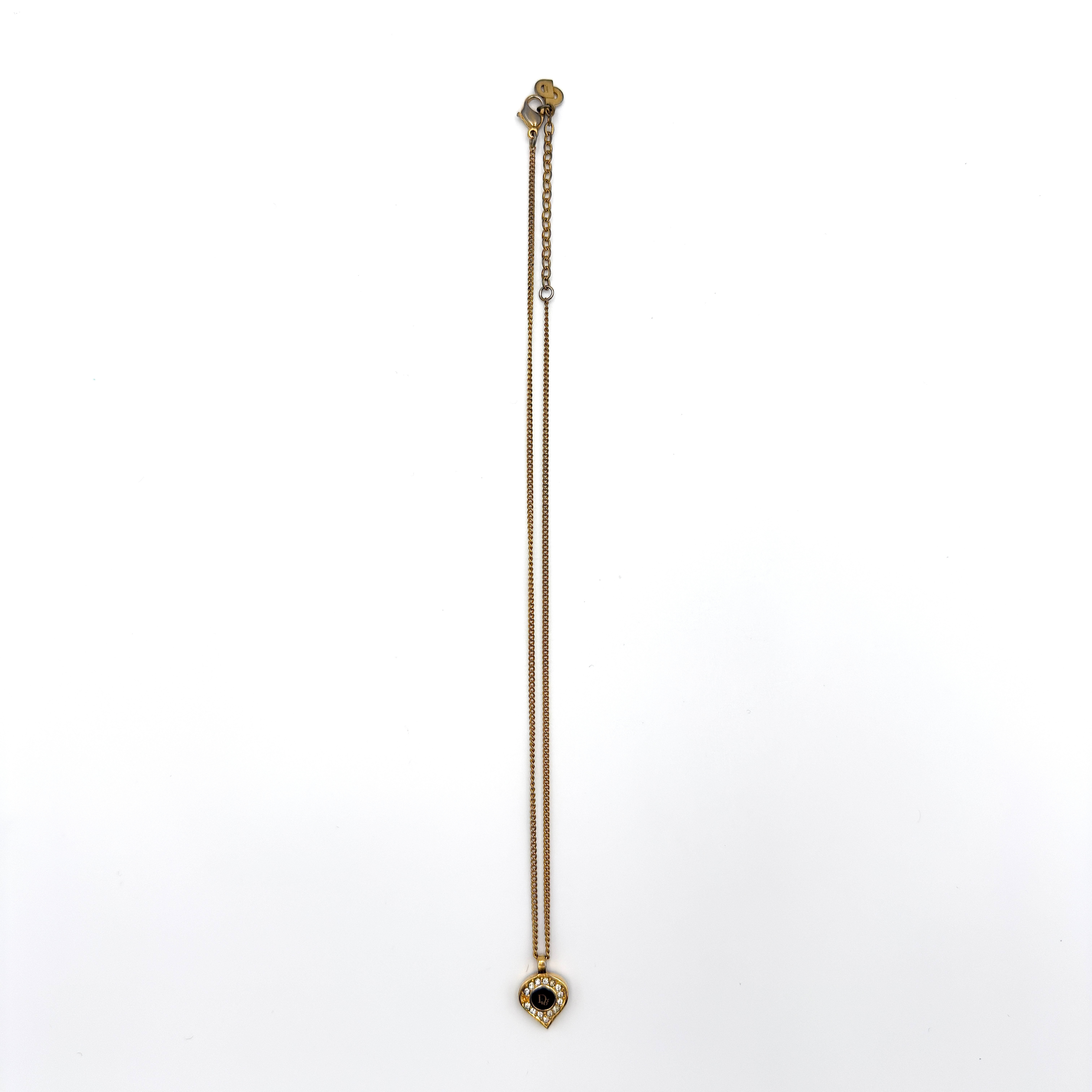 Dior Rhinestone Necklace Gold