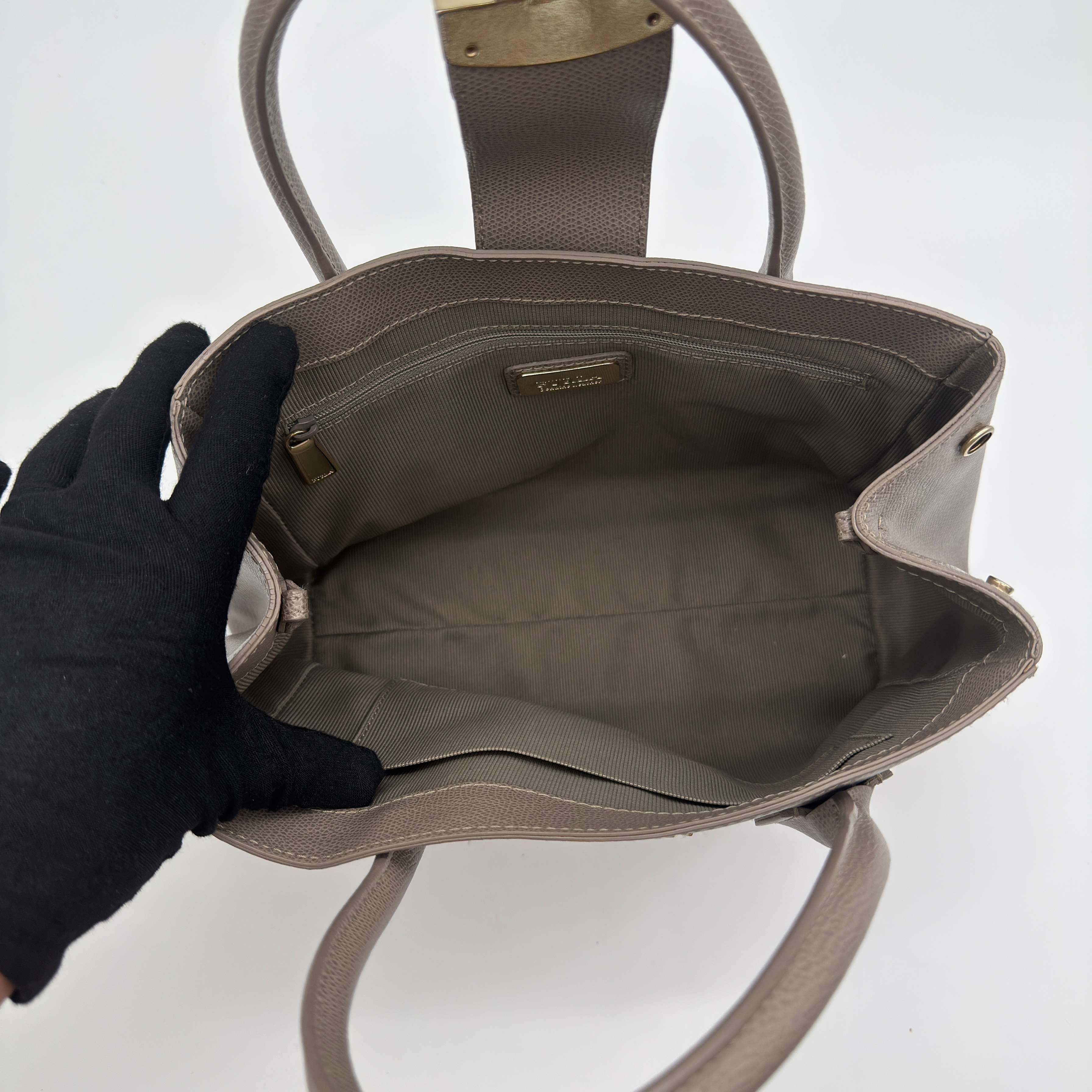 Furla 2Way Metropolis Leather Handbag Grey