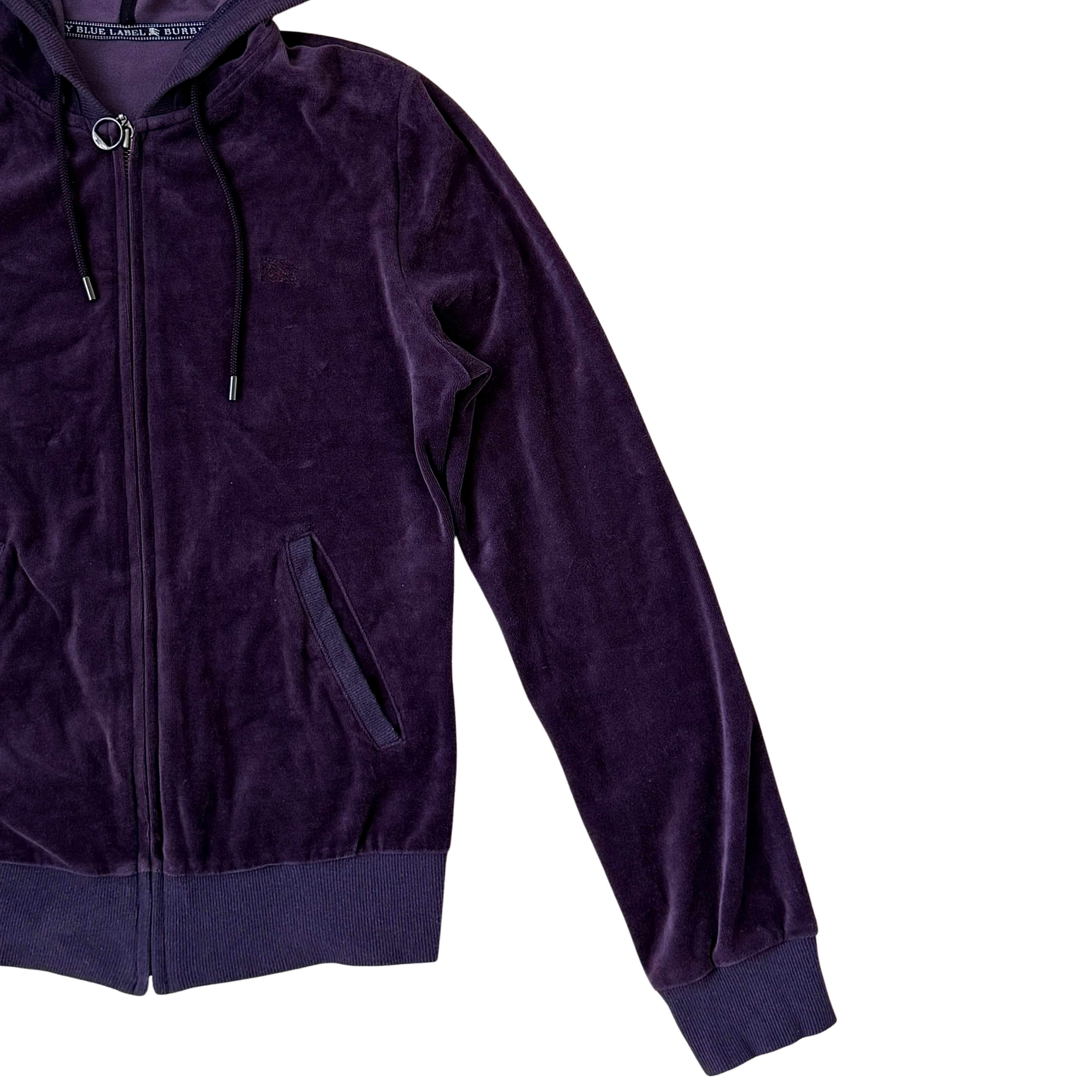 (38) Burberry Blue Label Velvet Zip-up Hoodie Jacket Purple