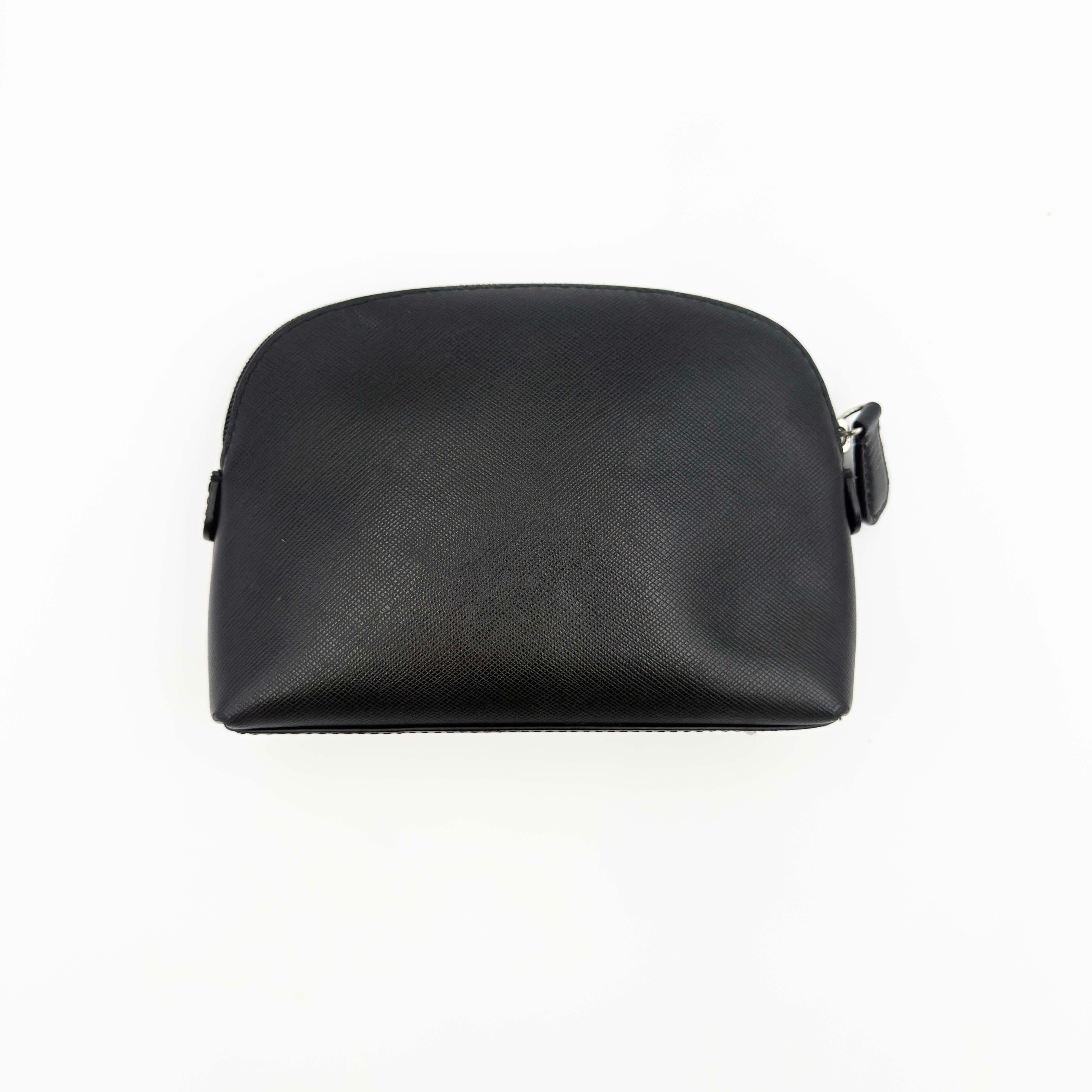 Coach Dome Leather Cosmetic Pouch Black