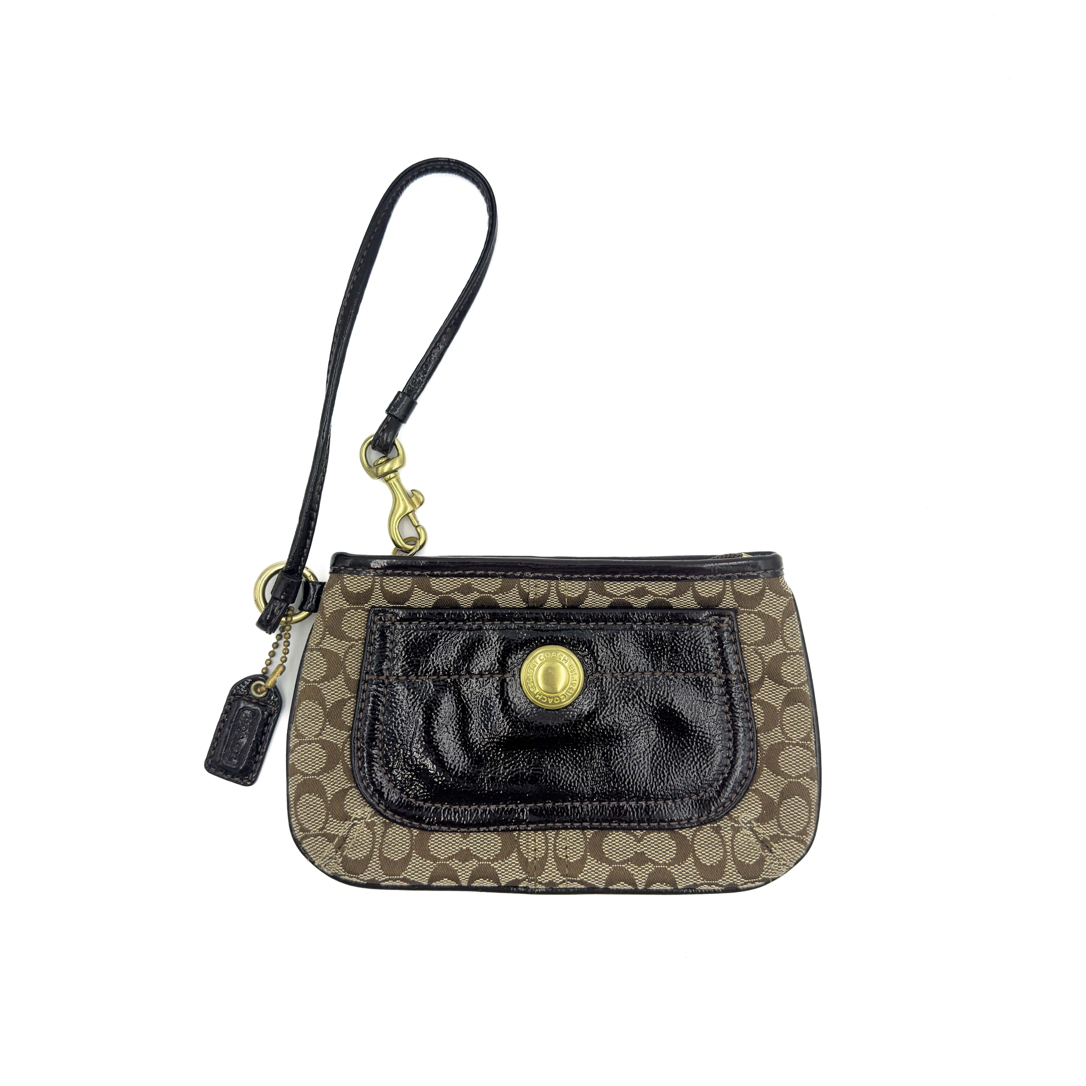 Coach Y2K Signature Wristlet Beige/Brown