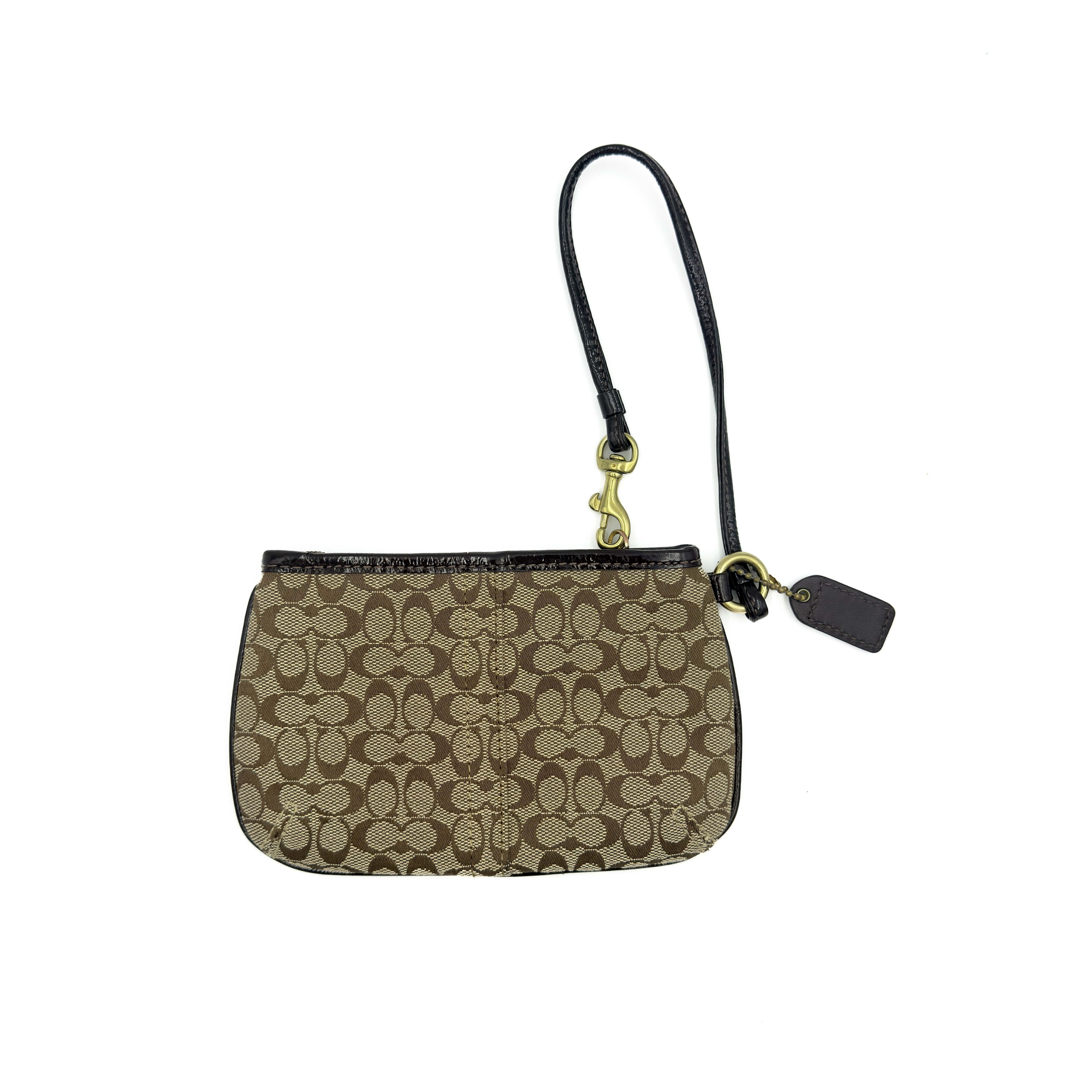 Coach Y2K Signature Wristlet Beige/Brown