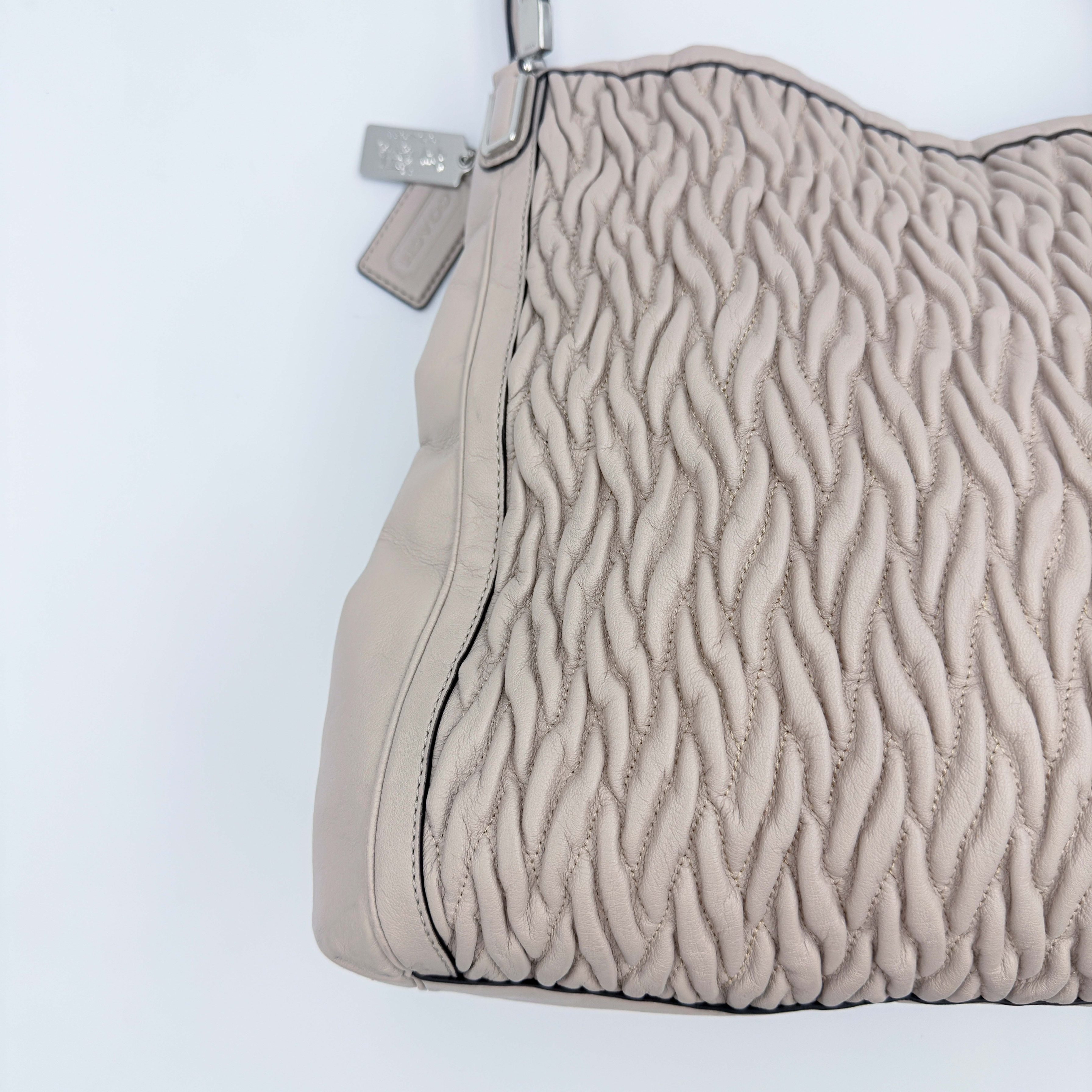 Coach Madison Gathered Twist Phoebe Shoulder Bag Beige