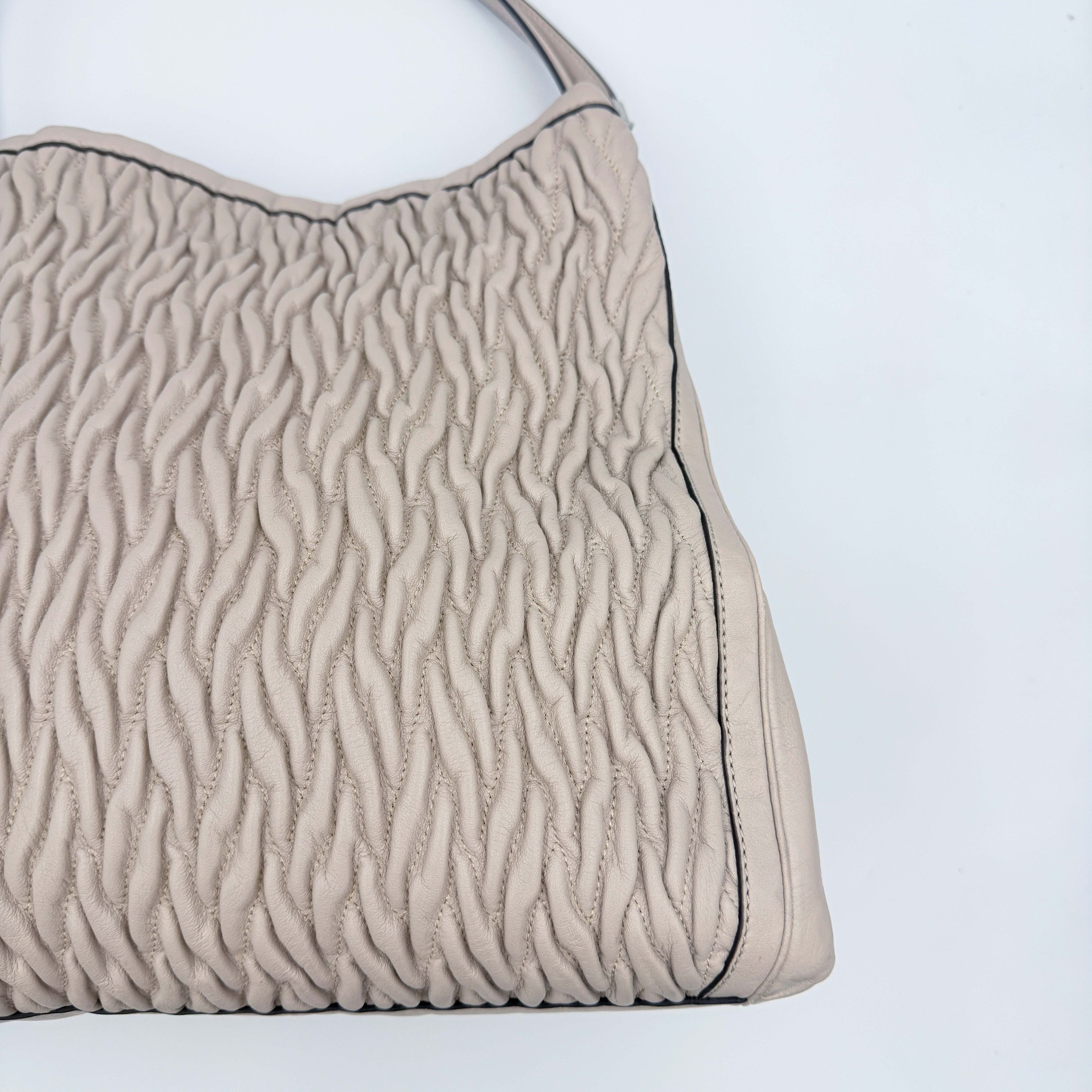 Coach Madison Gathered Twist Phoebe Shoulder Bag Beige
