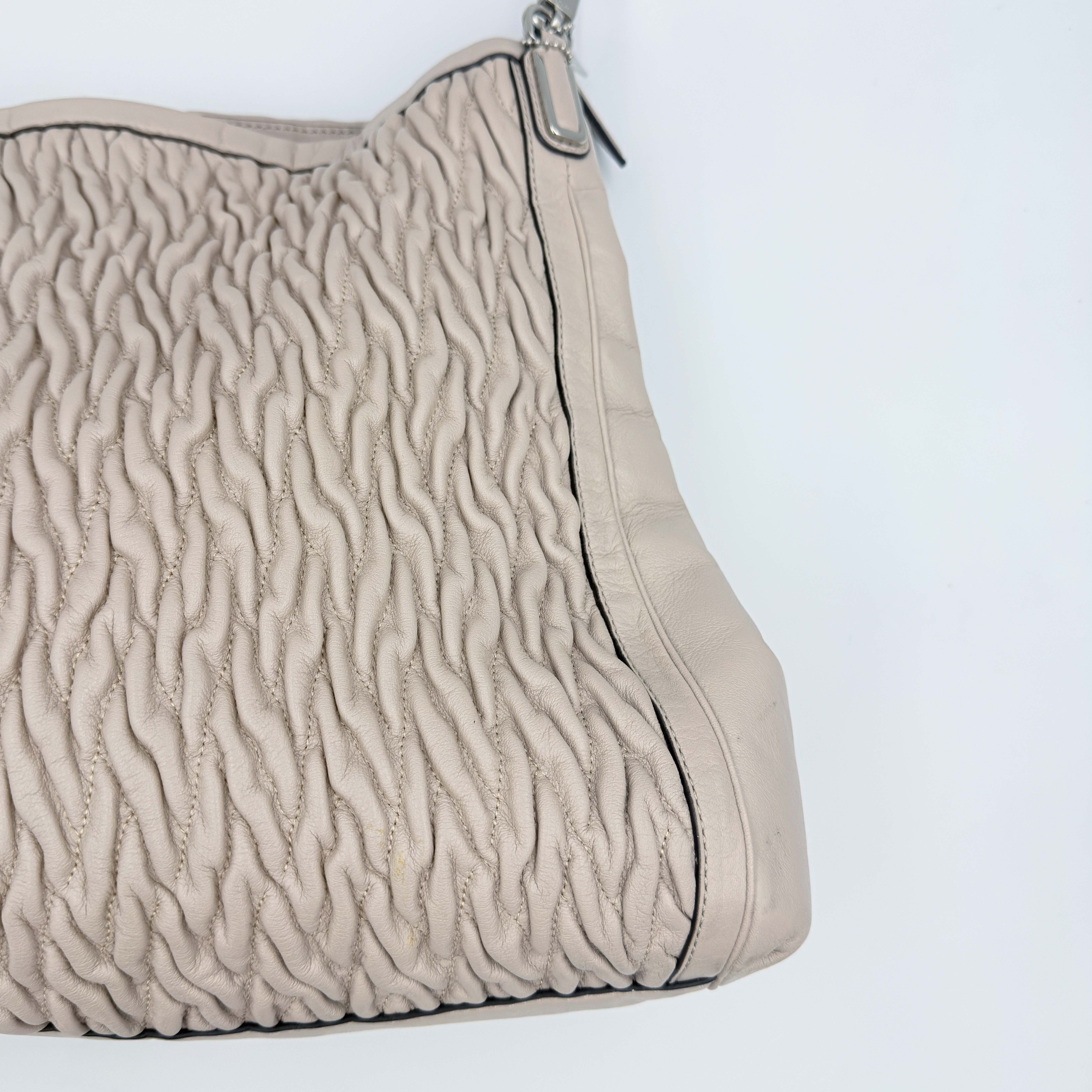 Coach Madison Gathered Twist Phoebe Shoulder Bag Beige