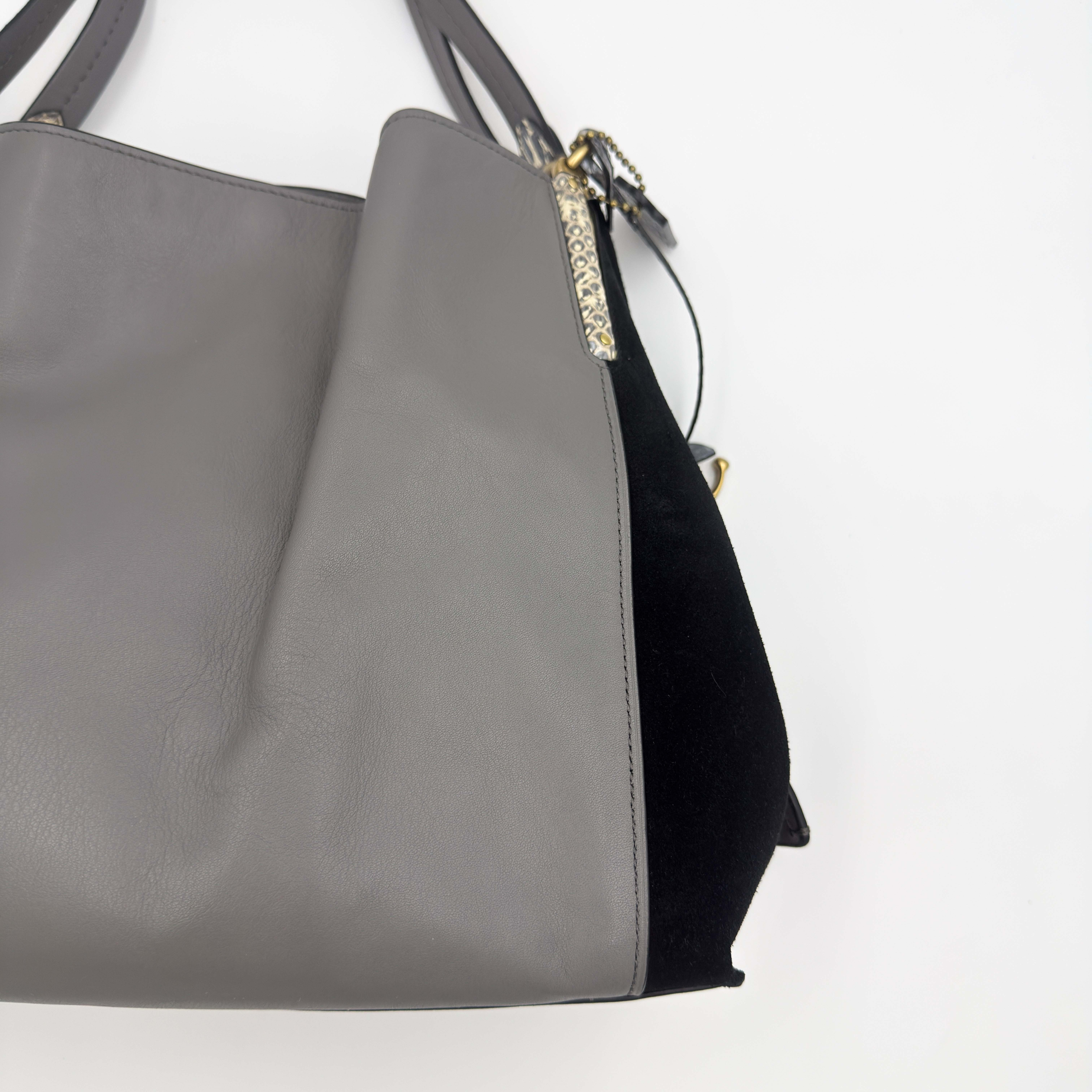 Coach Dalton 31 Snakeskin Hobo Shoulder Bag Grey/Black