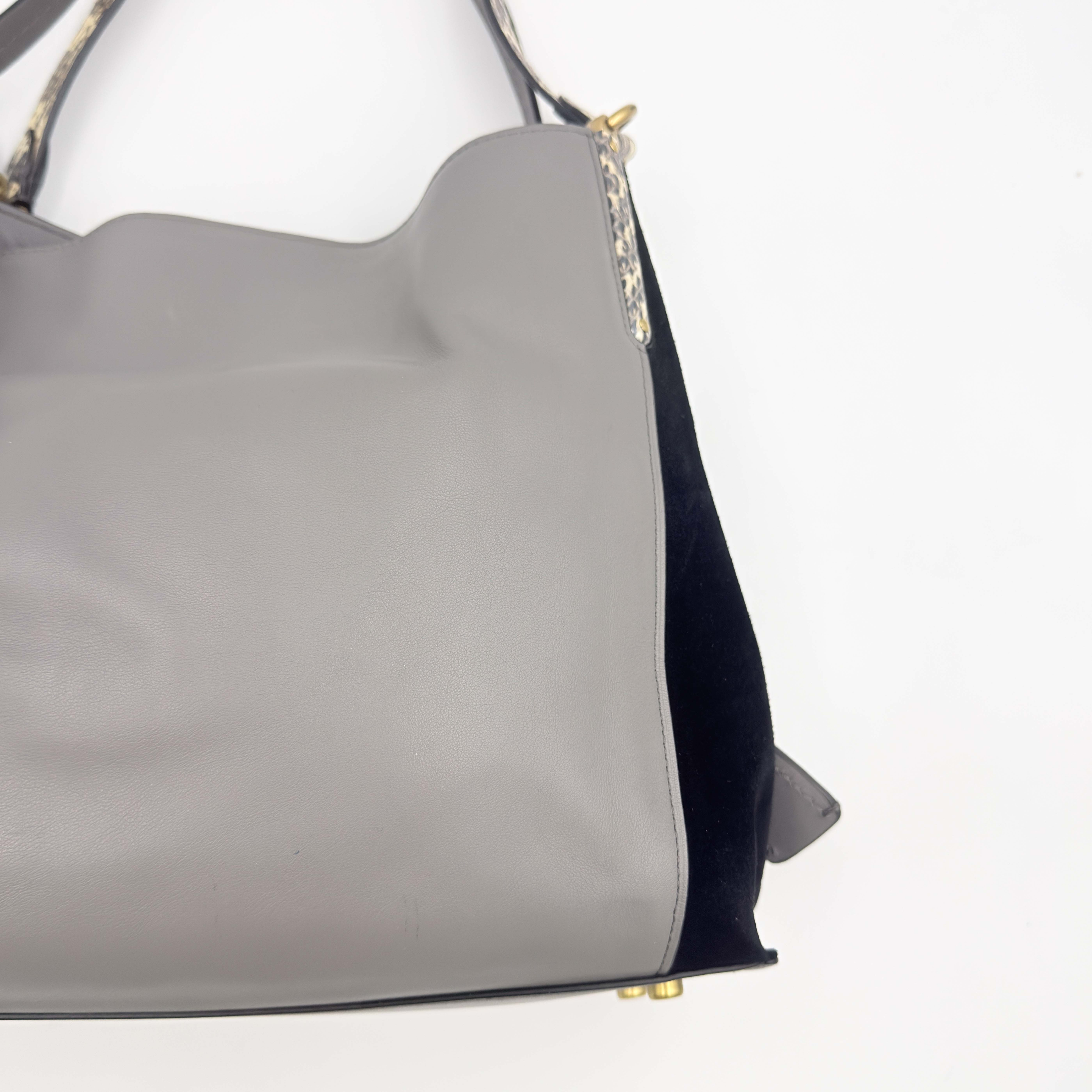 Coach Dalton 31 Snakeskin Hobo Shoulder Bag Grey/Black