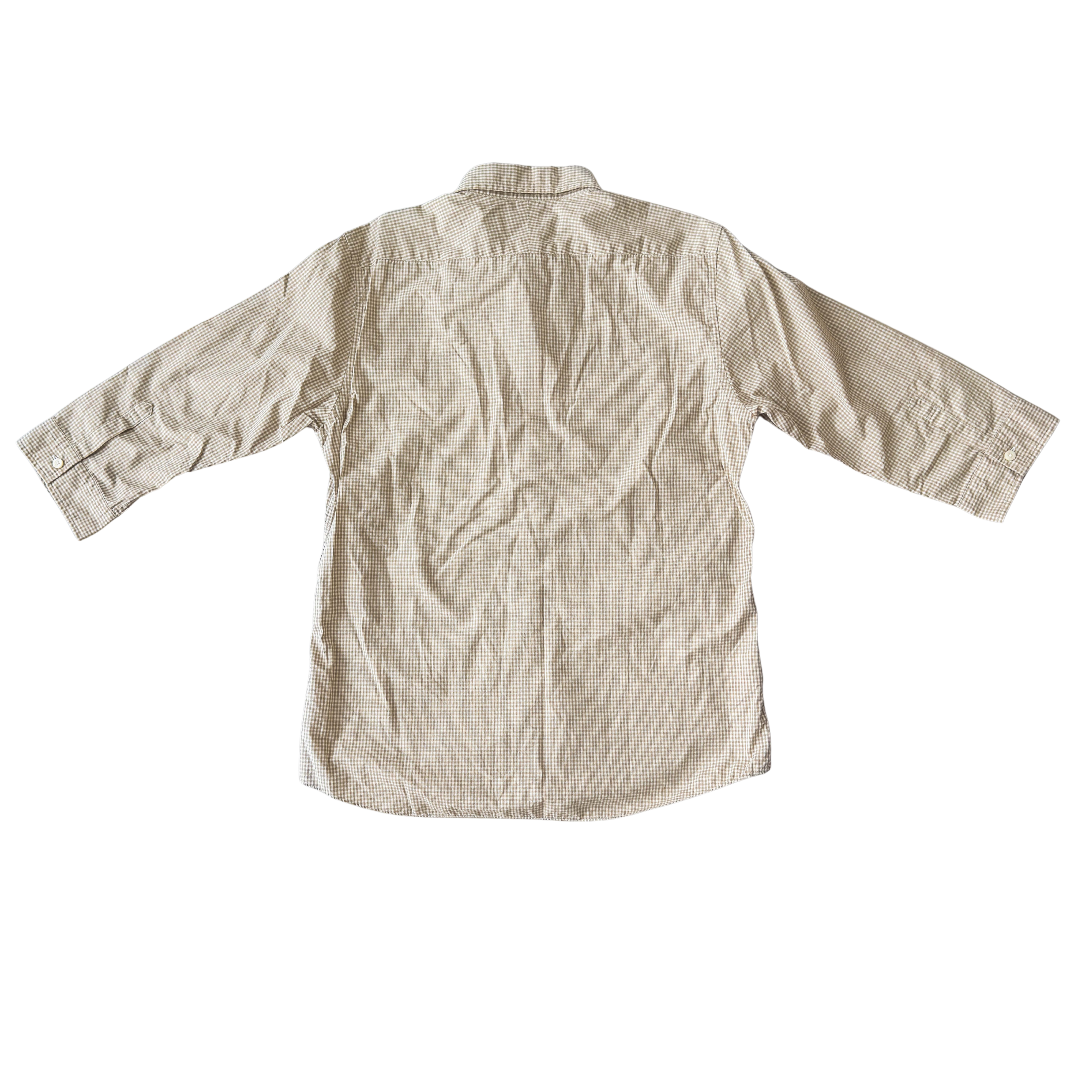 (L) Burberry Black Label Check Button Up Shirt Beige/White