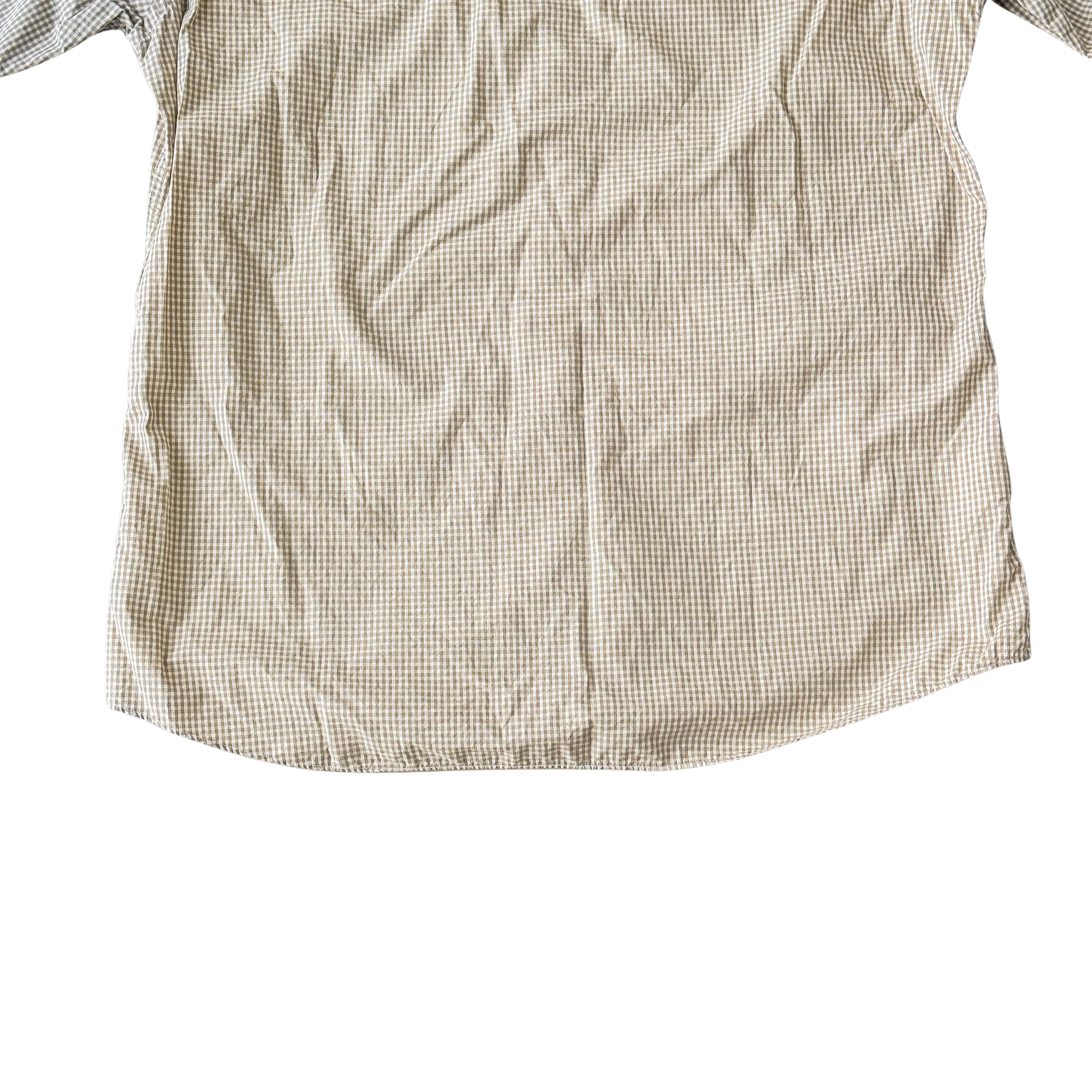 (L) Burberry Black Label Check Button Up Shirt Beige/White