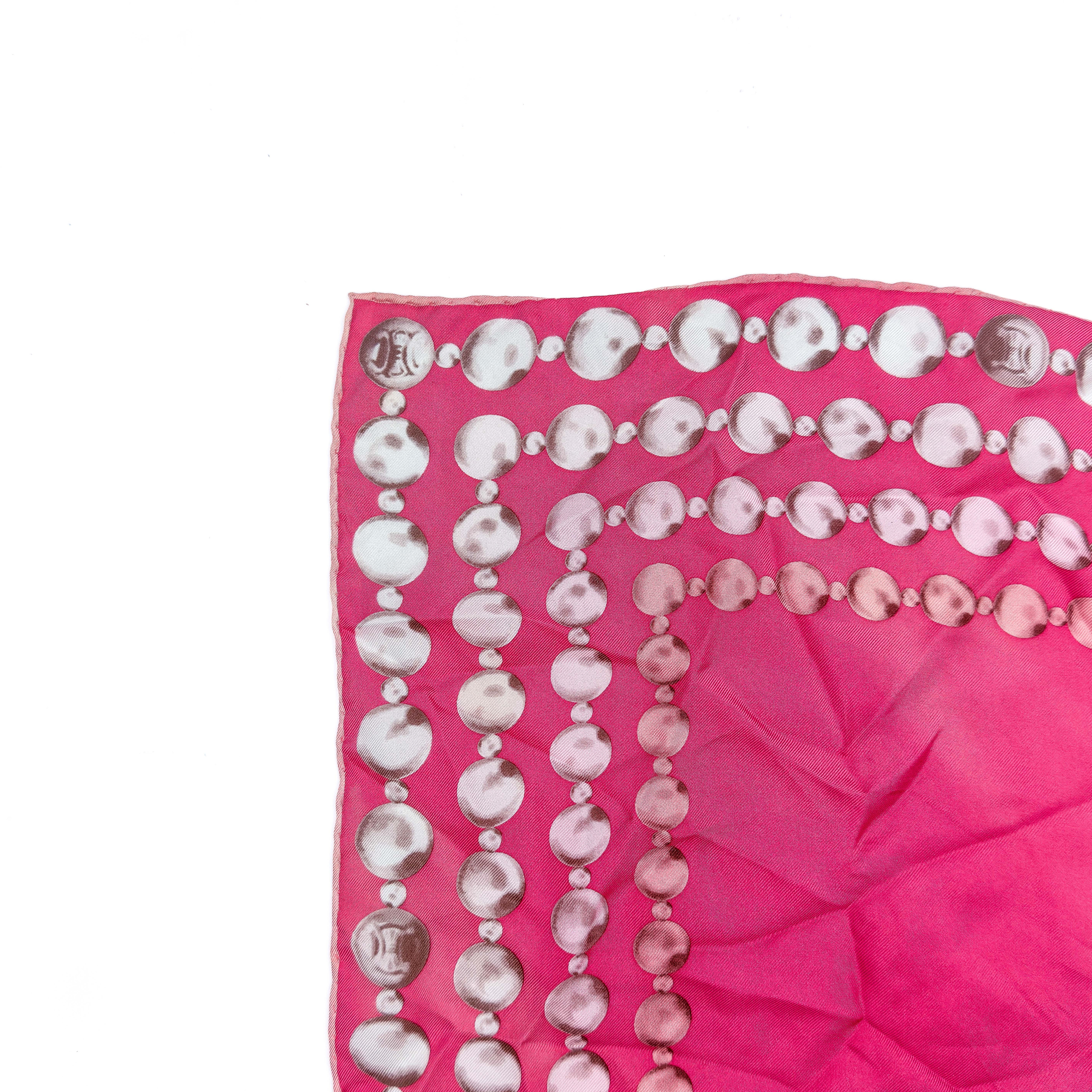 Celine Metallic Bead Silk Scarf Pink