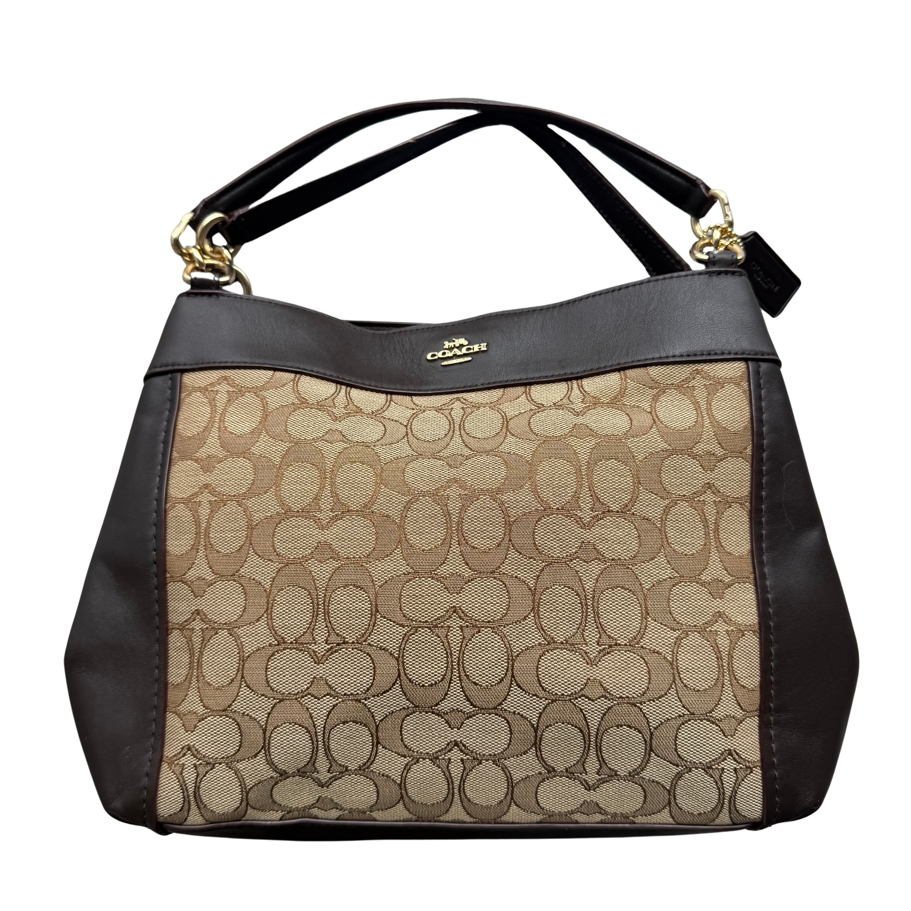 Coach Signature Lexy Canvas Shoulder Bag Beige/Brown