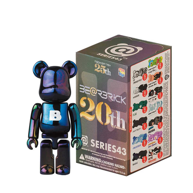 MEDICOM BE@RBRICK Series 43 20th Anniversary Blind Box with assorted collectible figures, brand new and sealed with original packaging.
