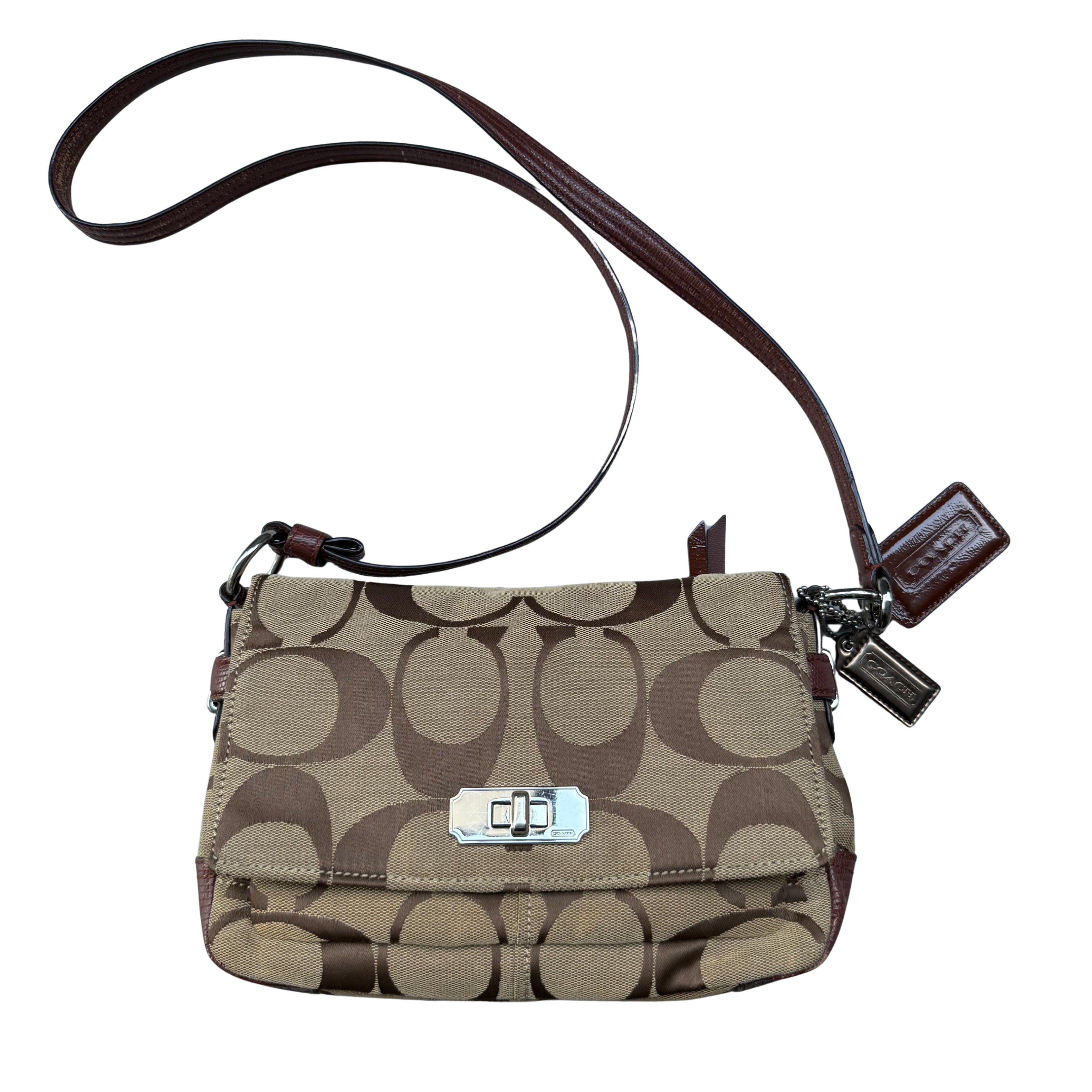 Coach Signature Chelsea Flap Crossbody Bag Beige