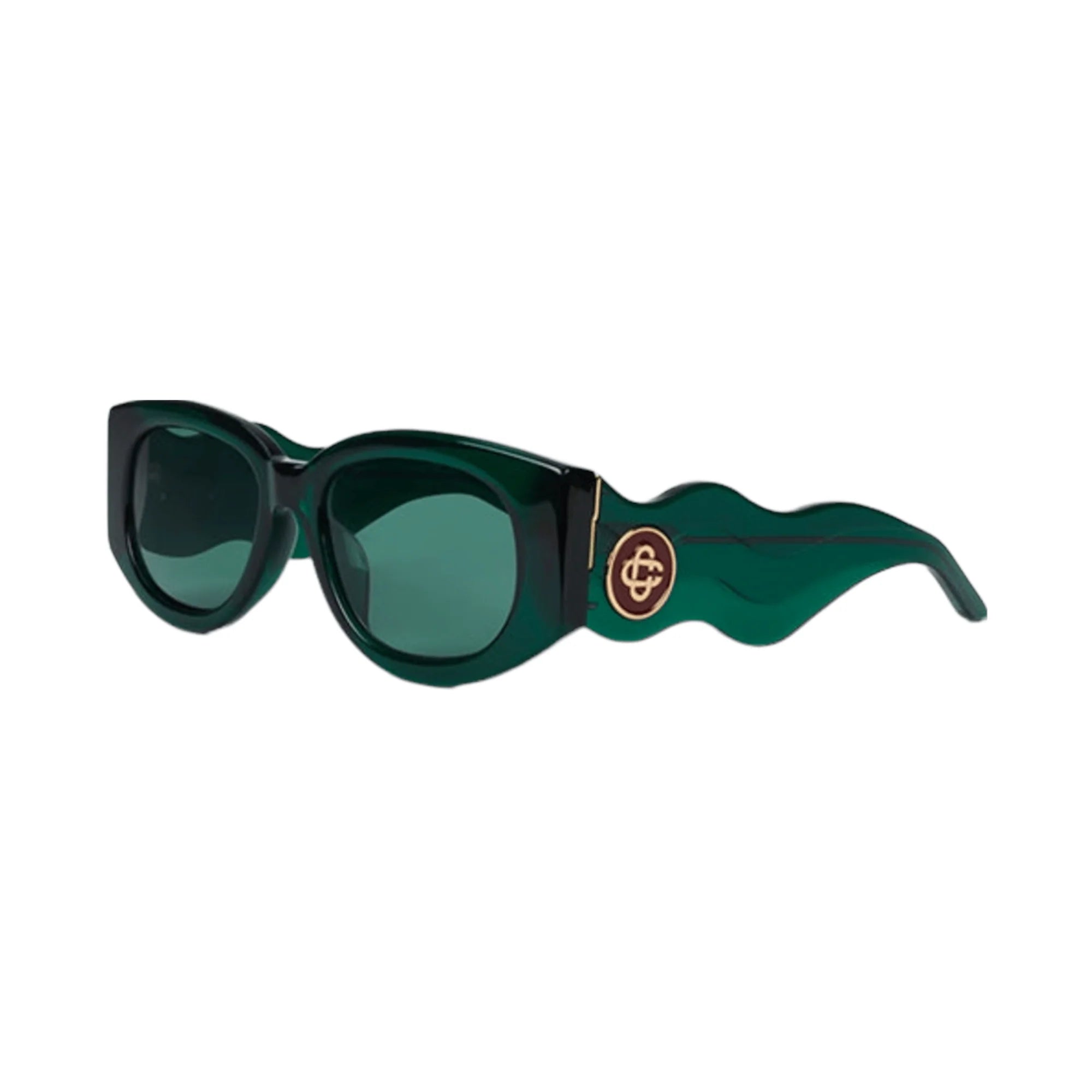 Casablanca The Memphis Sunglasses in green with wavy design and prominent emblem on the temples