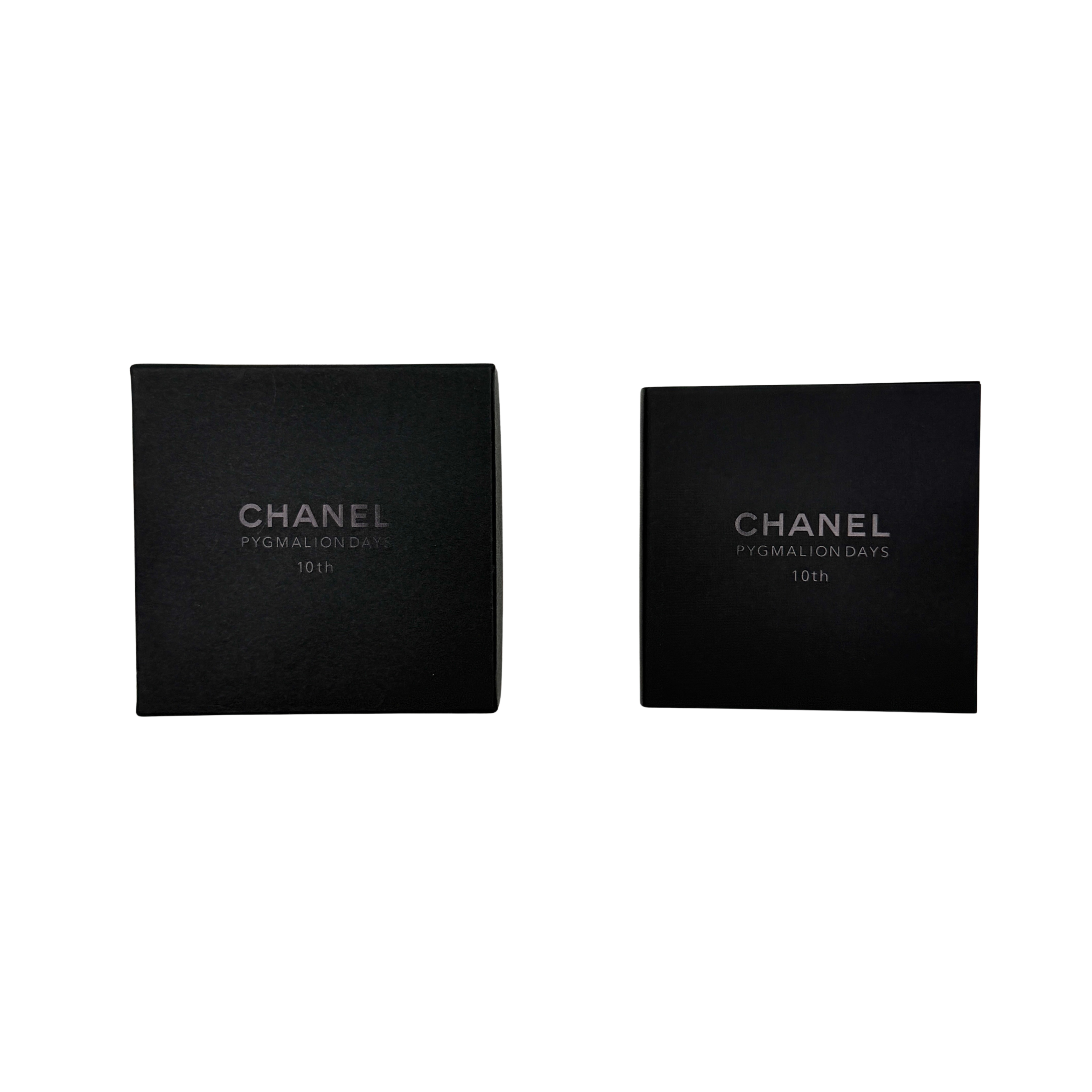 Chanel Pygmalion Days 10th Anniversary booklet in black hardcover with silver logo, rare Chanel collectible archive piece