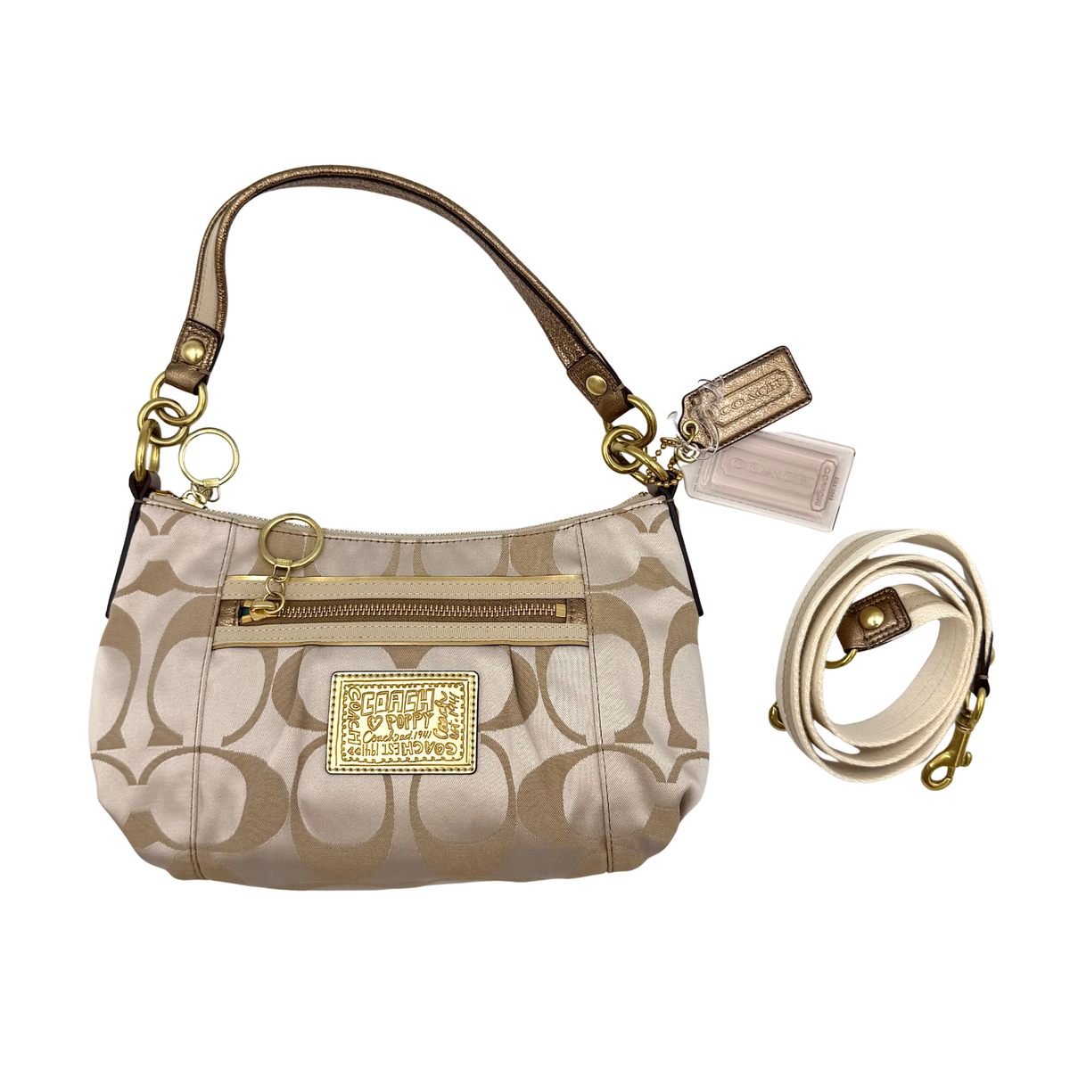 バッグ COACH Shoulder Bag Signature 2way Poppy Coach 2Way Poppy Shoulder Bag Beige/Gold | Elevated Studios