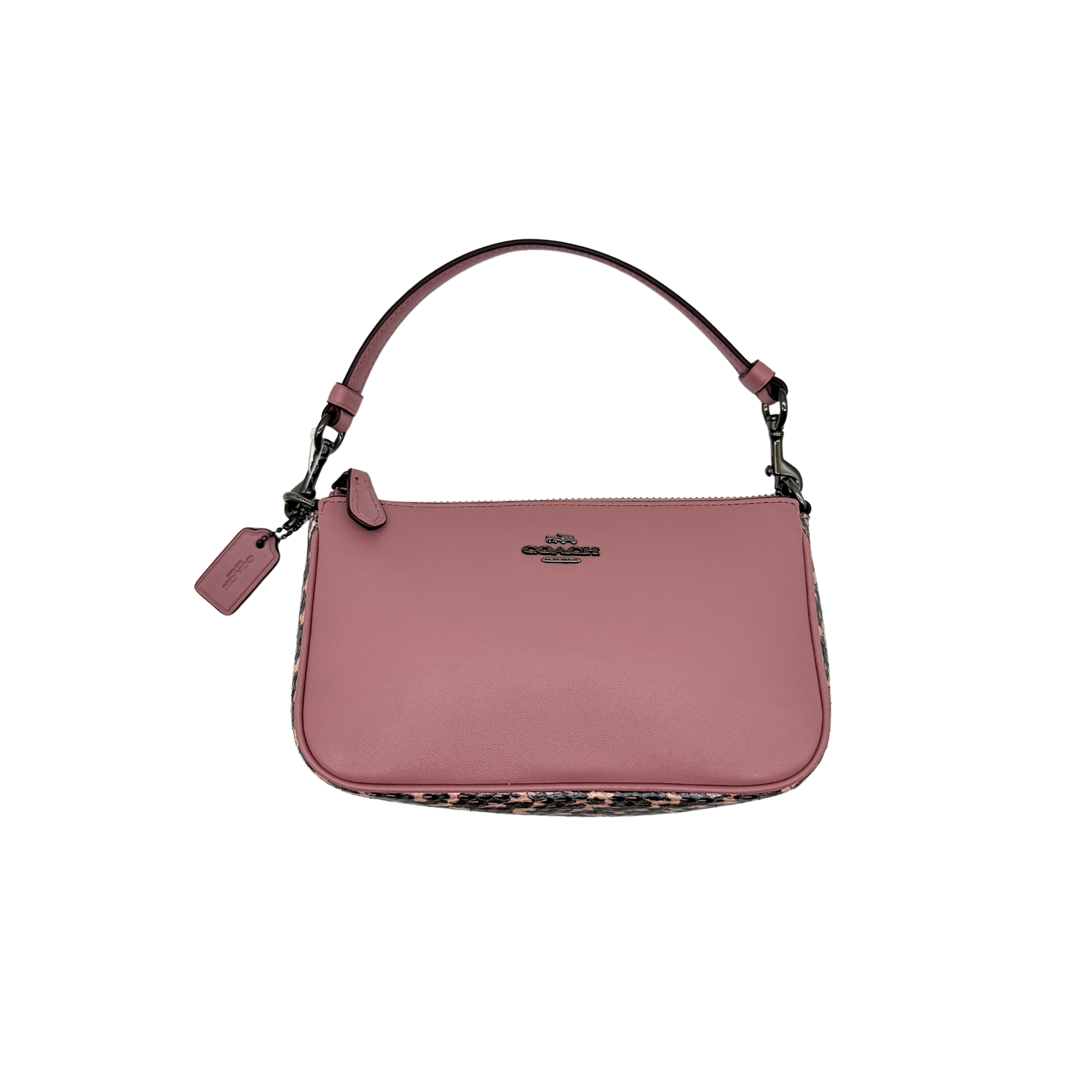 Coach Nolita 19 shoulder bag in pink leather with compact silhouette and top zip closure