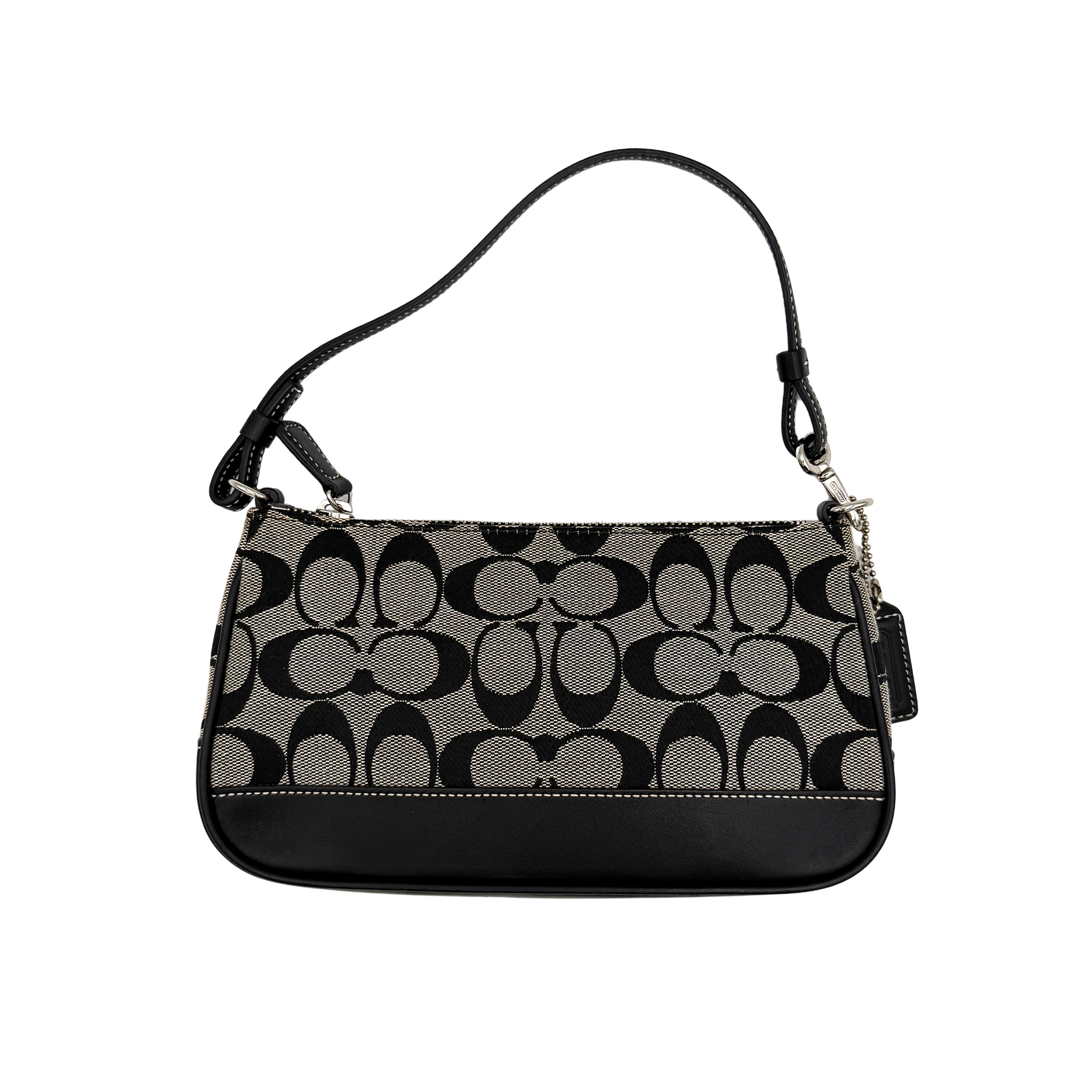 Coach Signature Python Stripe Shoulder Bag in a multi-toned design with a Coach monogram pattern, bold python stripe, and dual handles.