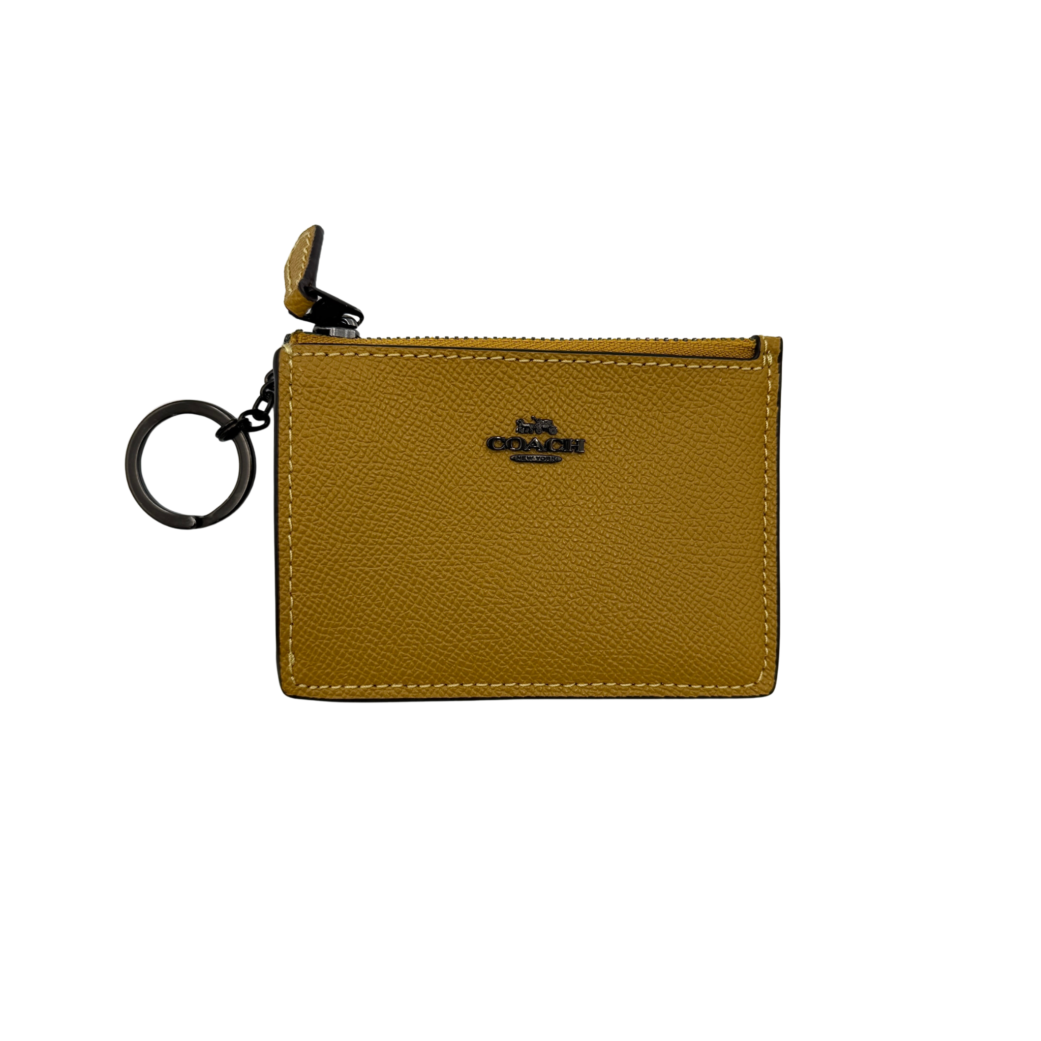 Coach signature striped passport holder in red and beige, featuring a turnlock closure and classic monogram pattern