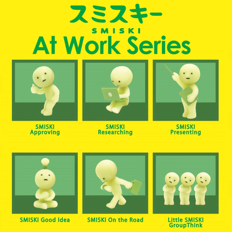 Smiski collectible figure, glow-in-the-dark mini character in quirky poses, perfect for shelves and desks.