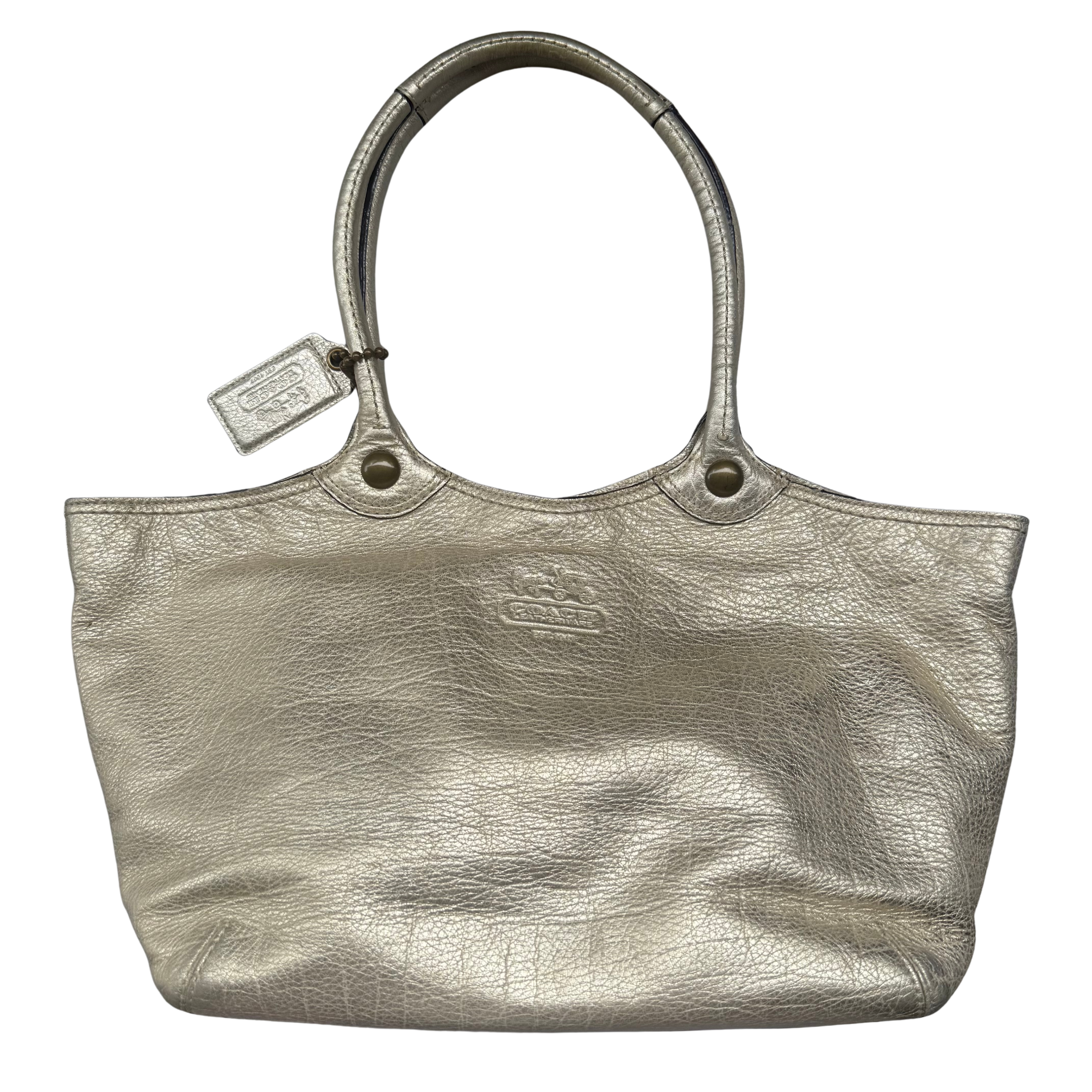 Coach Bleecker Platinum Metallic Tote Bag Light Gold