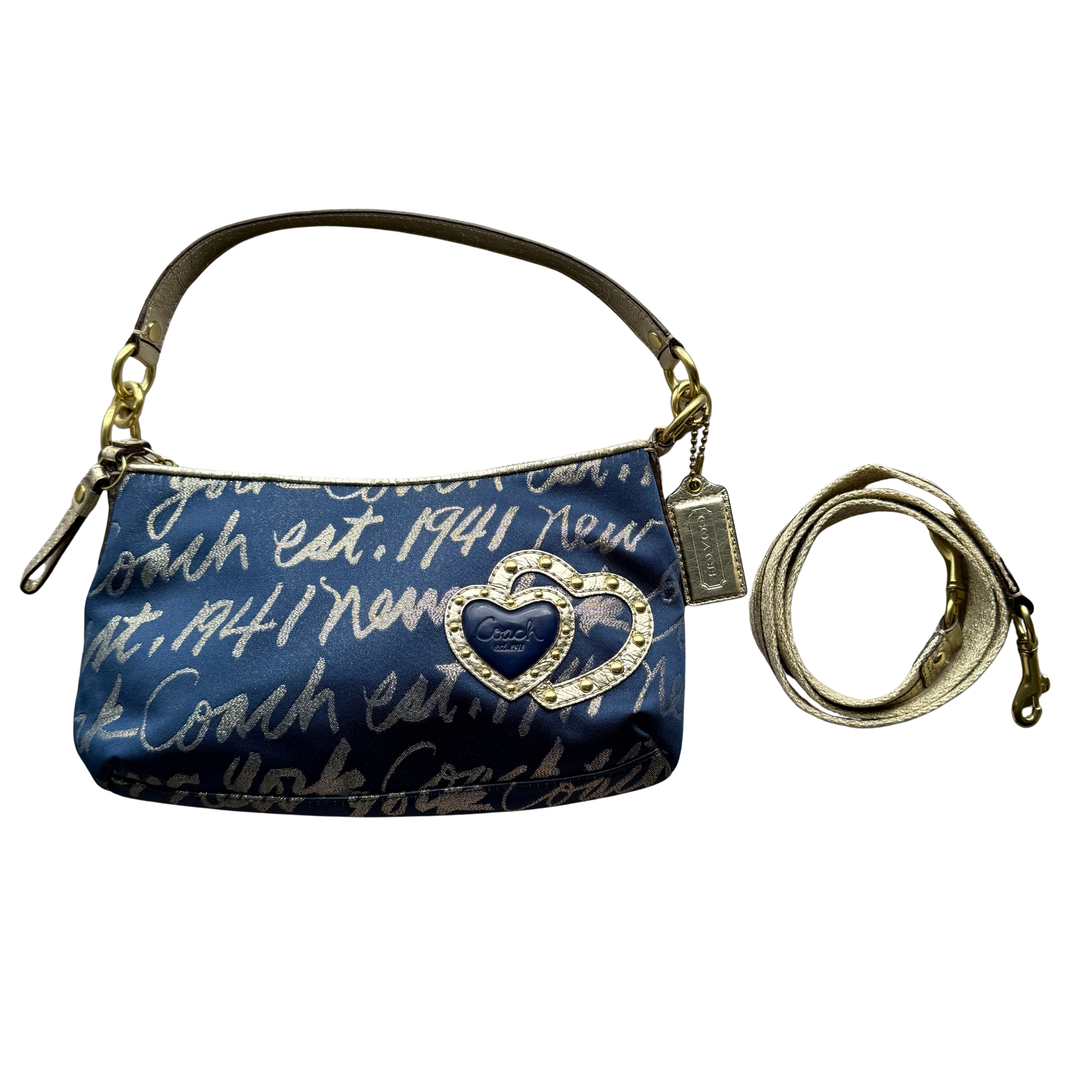 Coach 2Way Heart ShoulderBag Blue/Gold