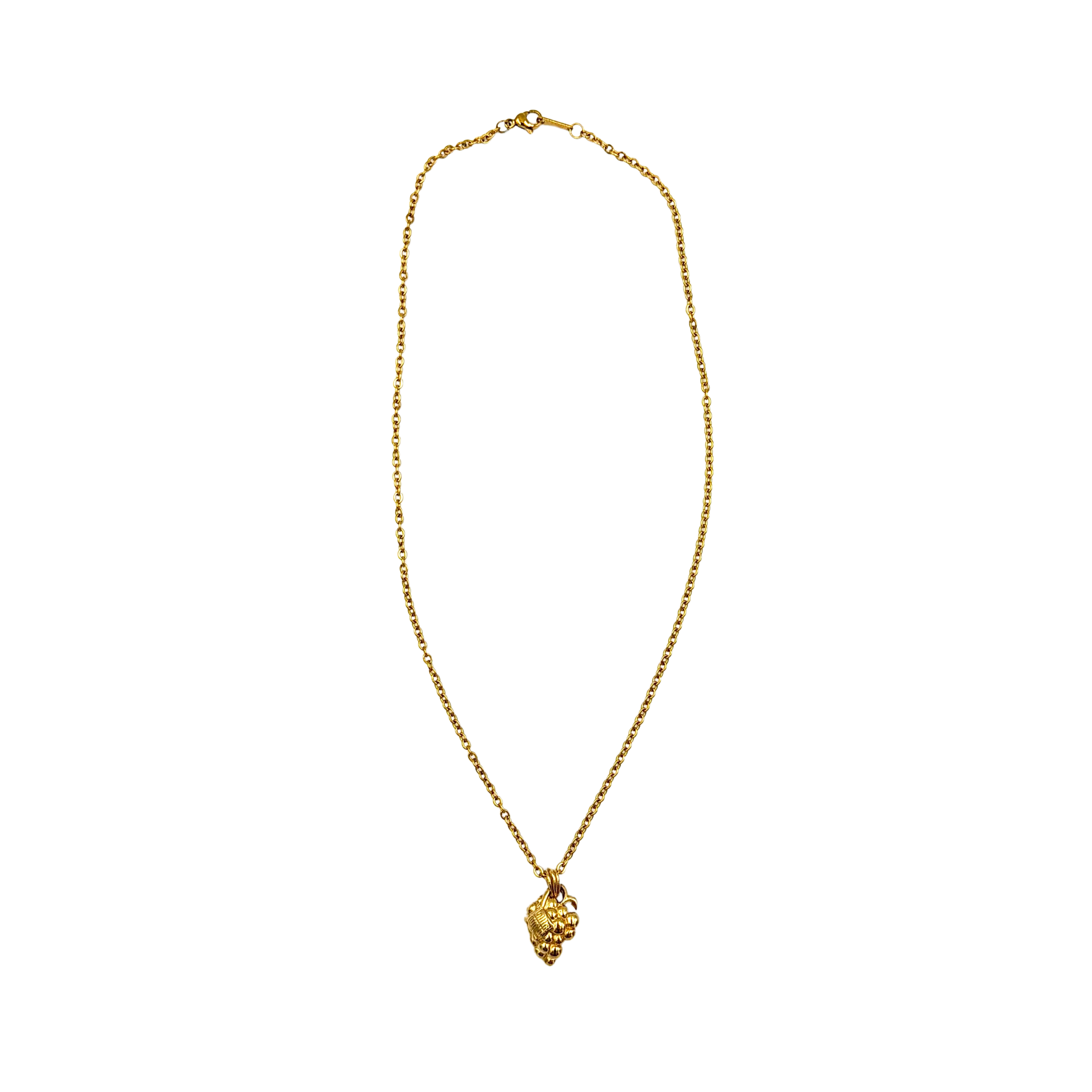 Gold Givenchy necklace featuring a detailed grape cluster pendant with a sleek chain design.