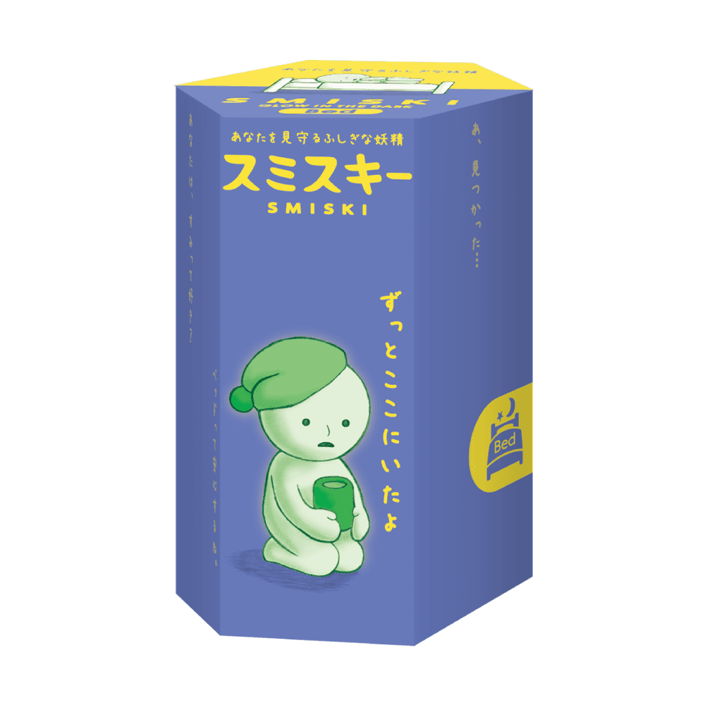 Smiski collectible figure, glow-in-the-dark mini character in quirky poses, perfect for shelves and desks.