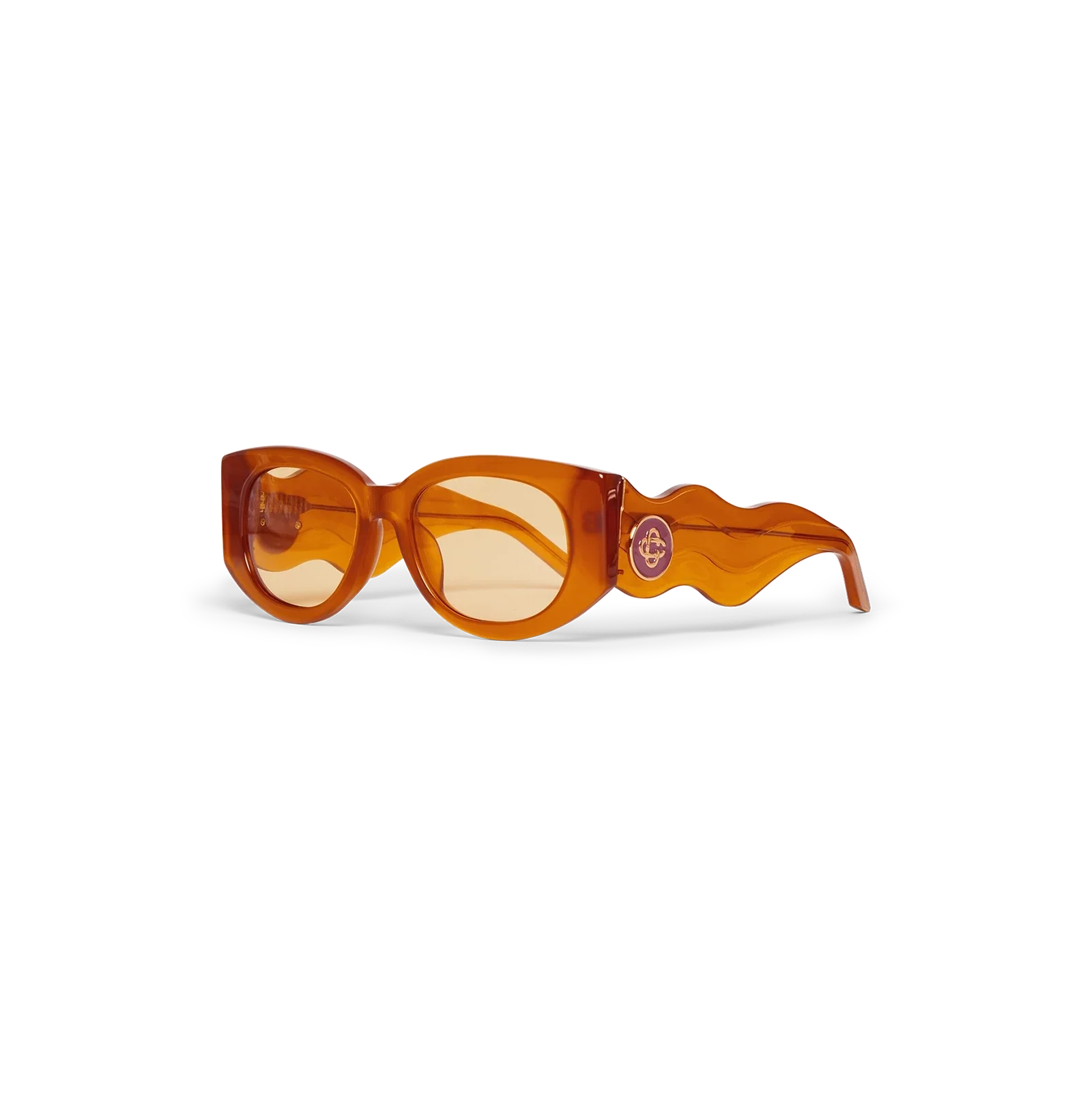 Casablanca The Memphis sunglasses in a vivid orange hue with uniquely shaped frames and tinted lenses.